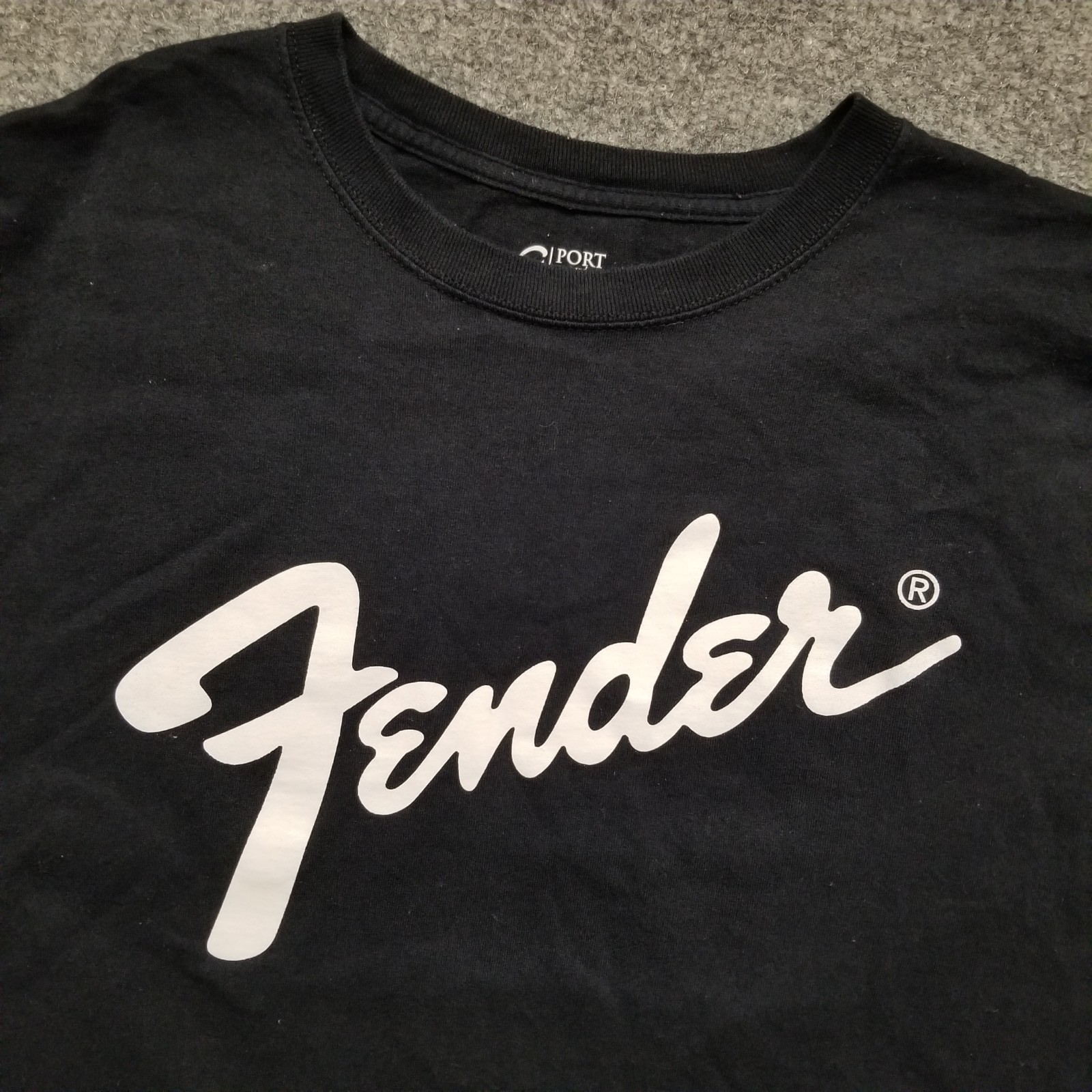 Port & Company Fender Guitars Adult T-Shirt Black Large Logo Short Sleeve Cotton