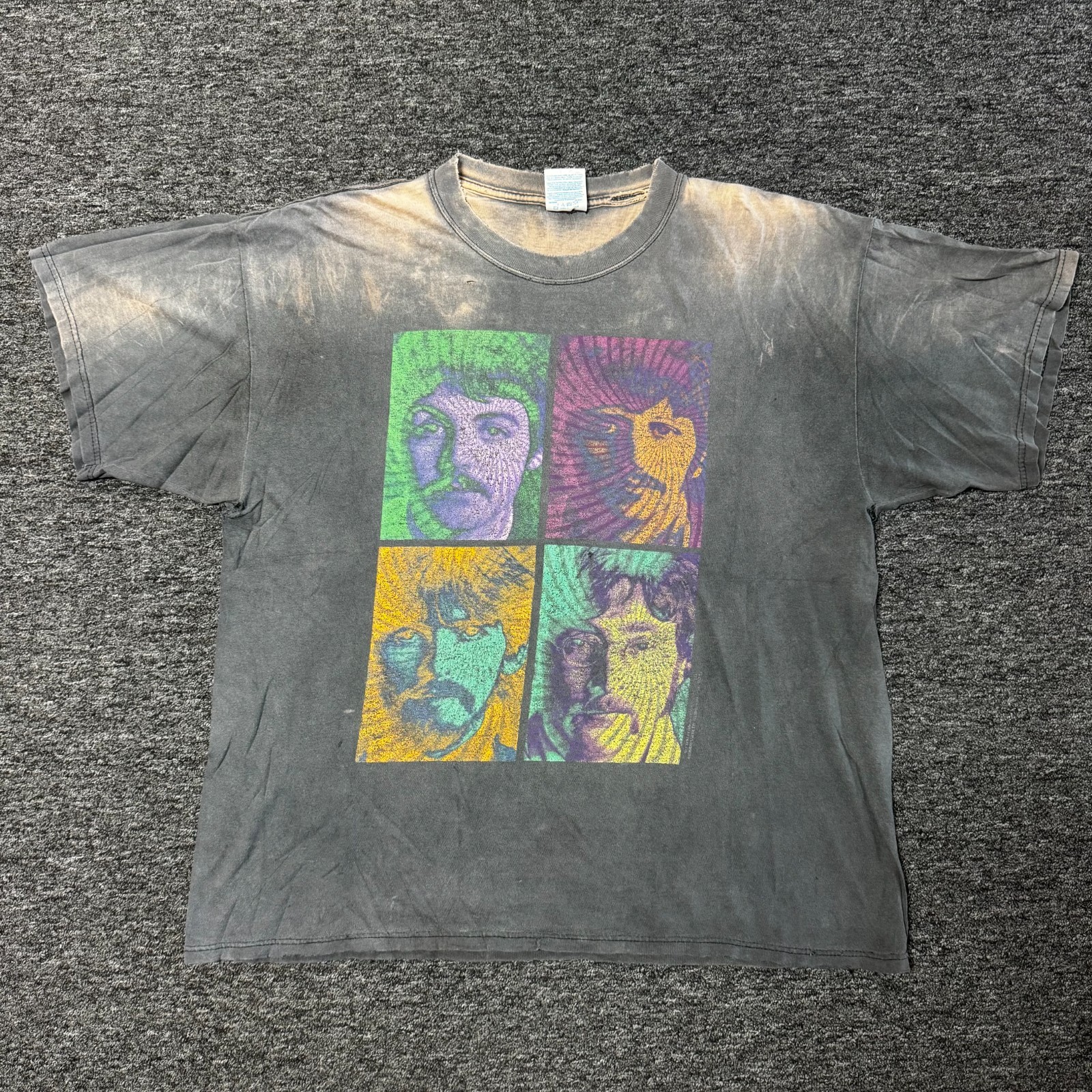 Vintage 90s Beatles Psychedelic Sun Faded Thrashed Band GRAIL Tour T-Shirt Sz XL