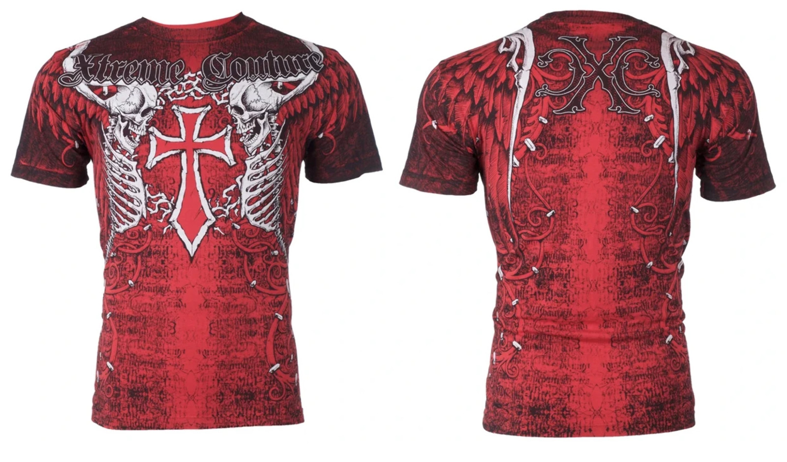 Xtreme Couture Affliction Men’s T-Shirt AFTERSHOCK Skull Red Tattoo Biker M-3XL