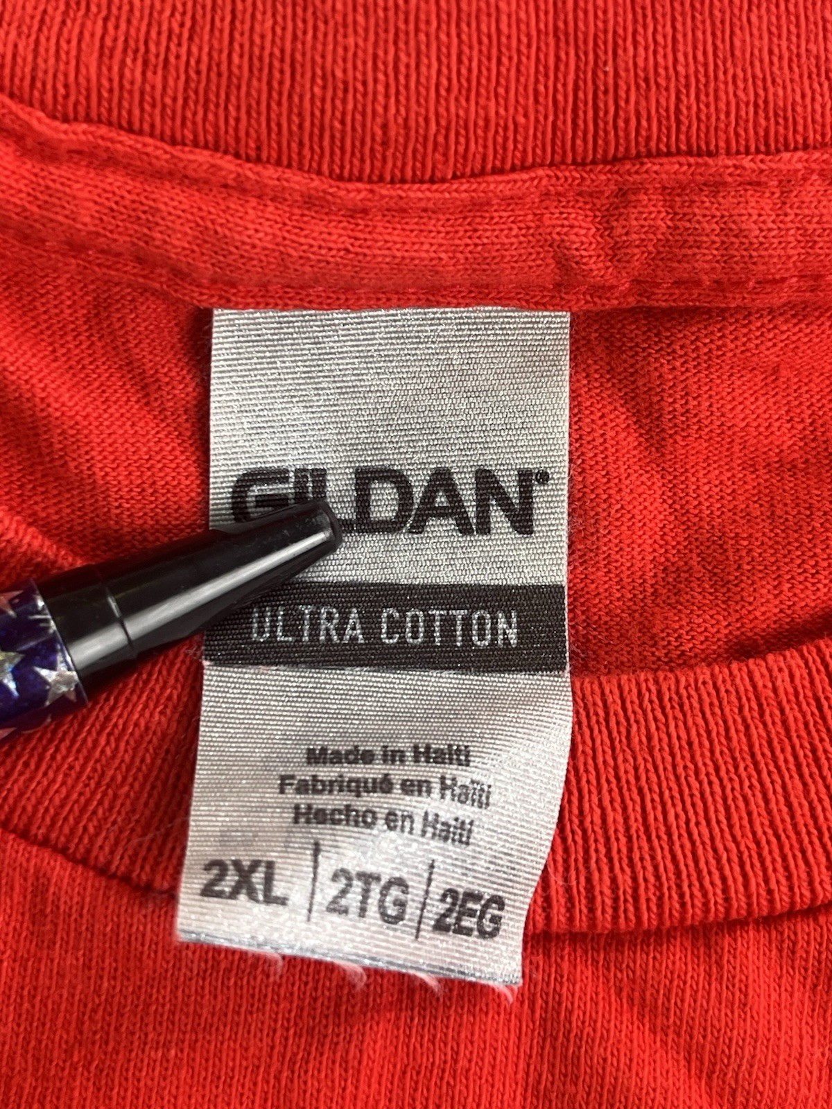 Gildan Security T Shirt Red 2XL Short Sleeve Back Print Work Uniform Tee