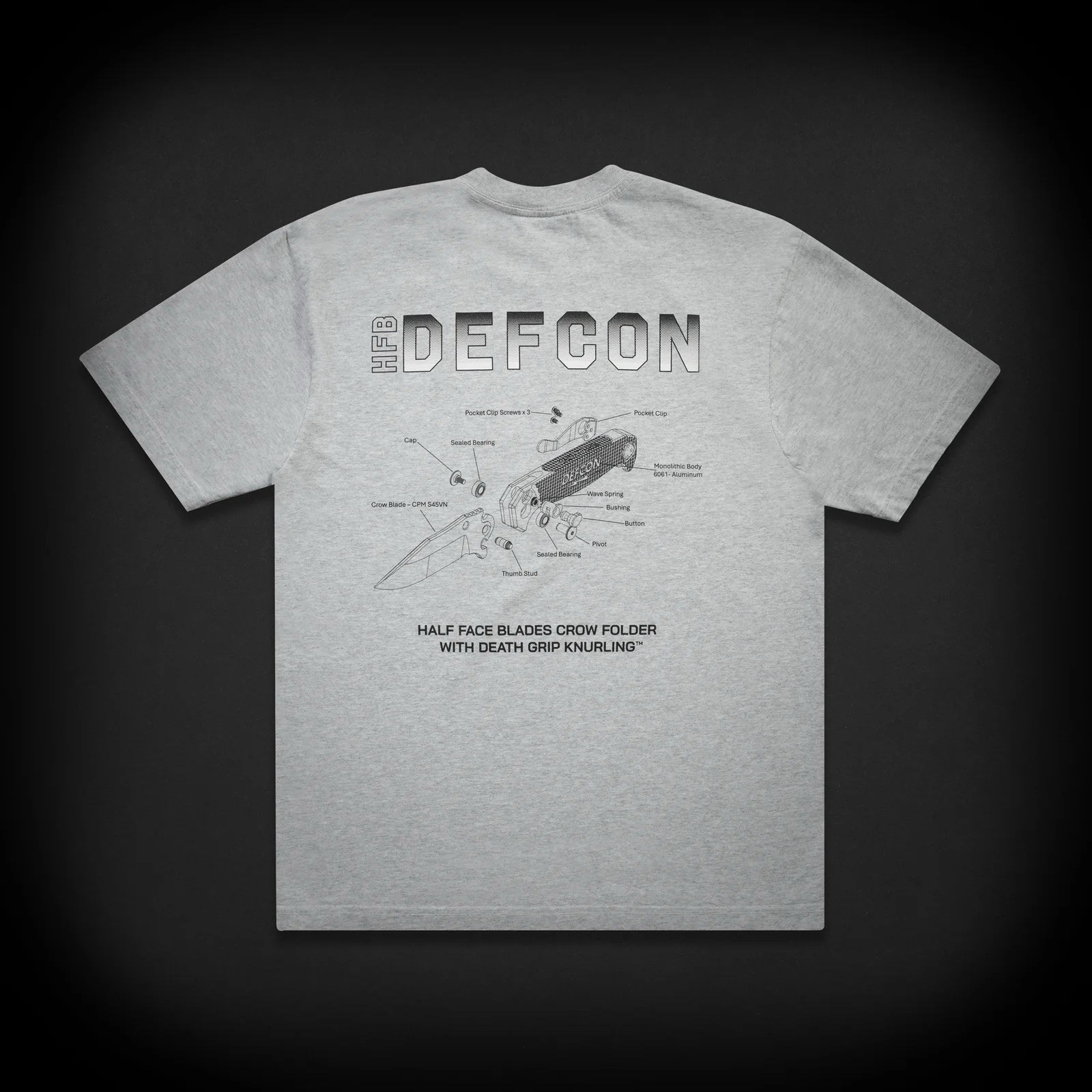 DEFCON GROUP HALF FACE BLADES HFB TEE – HEATHER GREY MENS SIZE SMALL