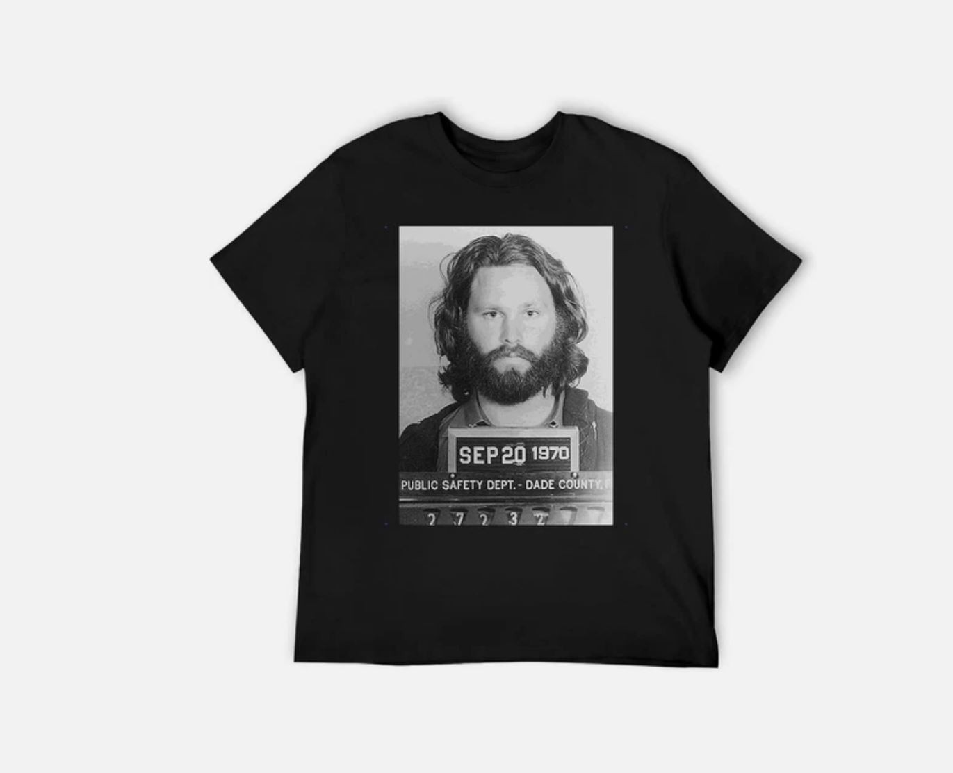 Jim Morrison Mugshot Poster Classic Short Sleeve Unisex T-Shirt Fans Gift S-5XL