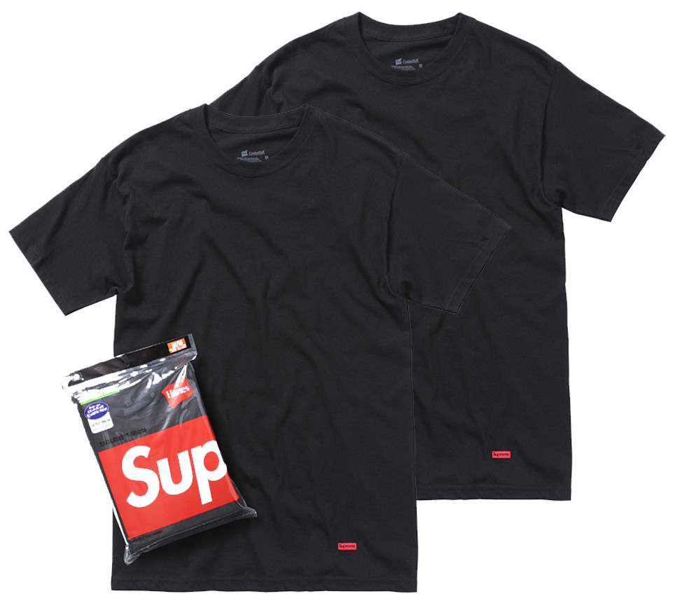 New Pack of 2 – Supreme x Hanes Tagless Tees T-Shirt Black – Size Small