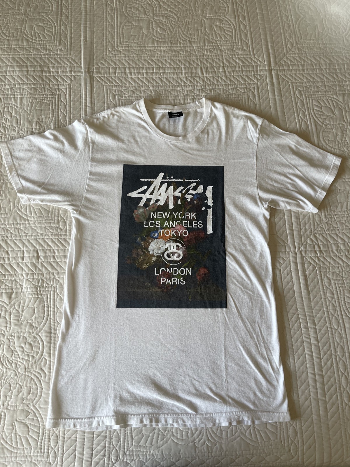 Vintage Y2k Stussy Floral Shirt New York Los Angeles Tokyo London Paris large