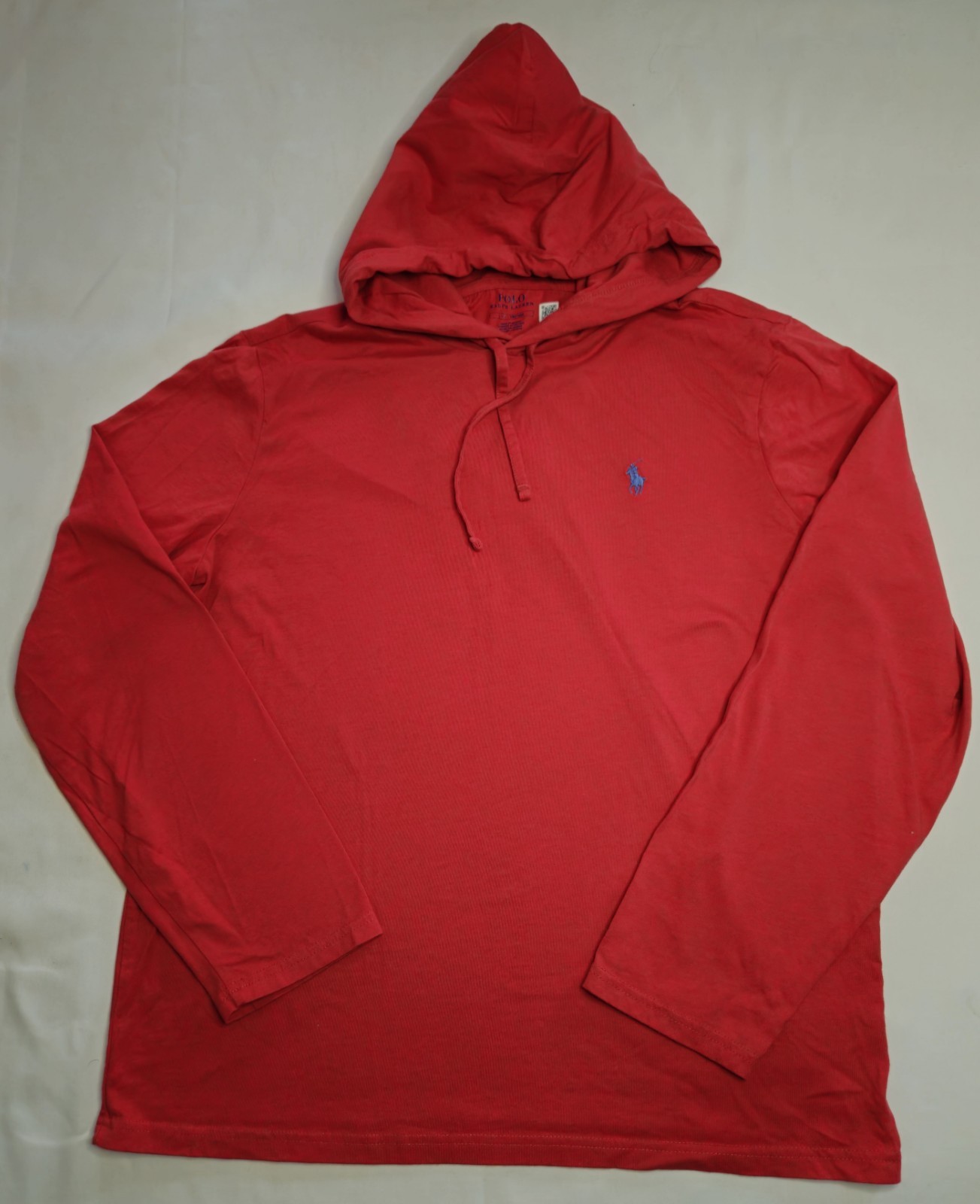 Mens Polo Ralph Lauren Long Sleeve Hooded Tagless Tee Shirt Size Large