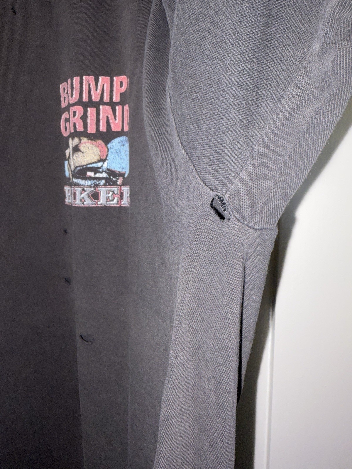 Vintage 90s XL Thrashed Bump N Grind Biker Shirt Distressed Harley Rare American