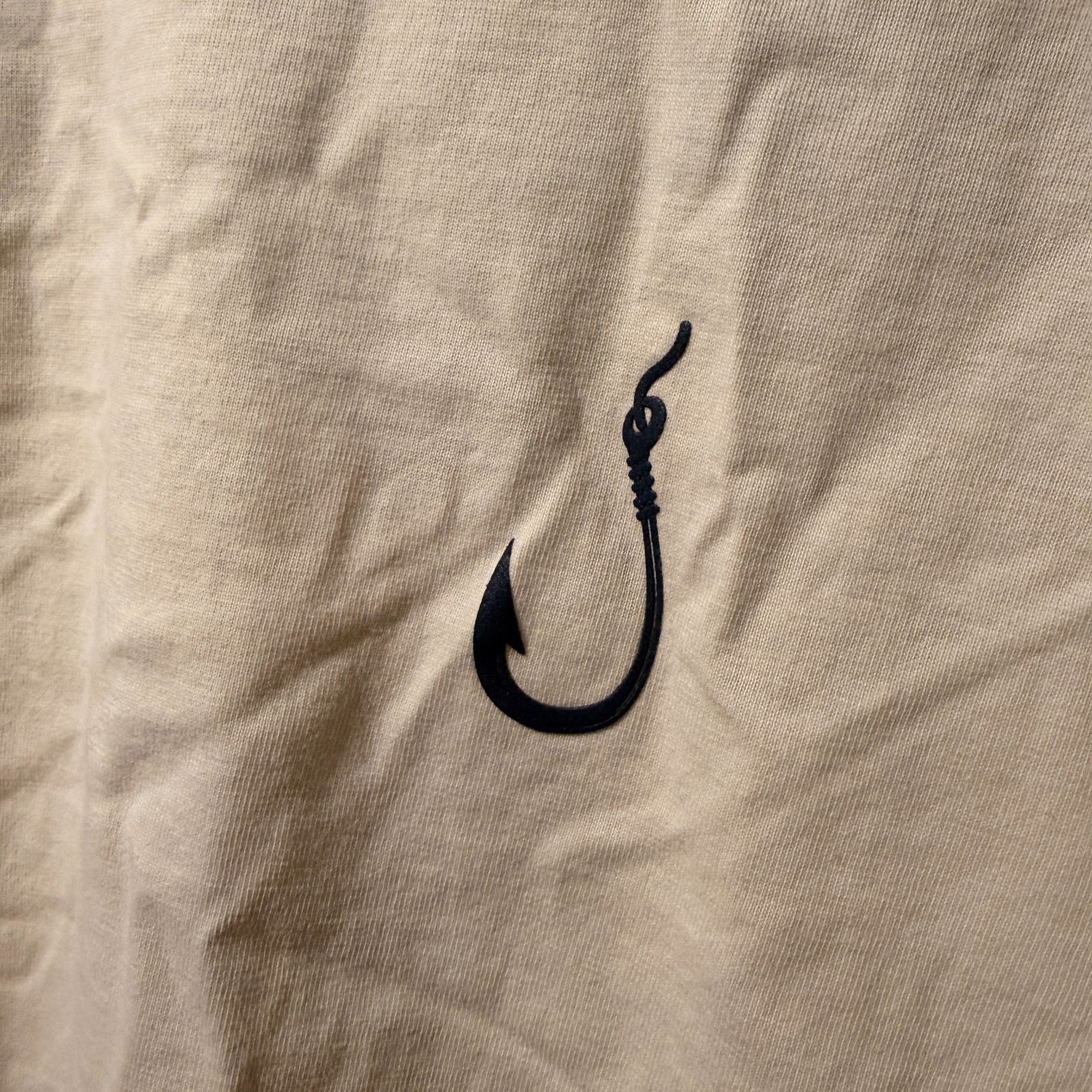 American Garage Shirt Salmon Fish Graphic Mens XL Tan Short Sleeve Cotton Tee