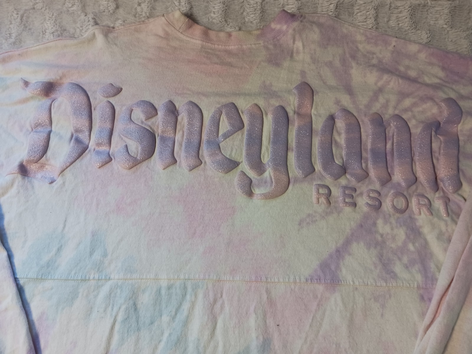 Disneyland Spirit Jersey T Shirt Adult XL Long Sleeve Pastel Pink/Purple Glitter