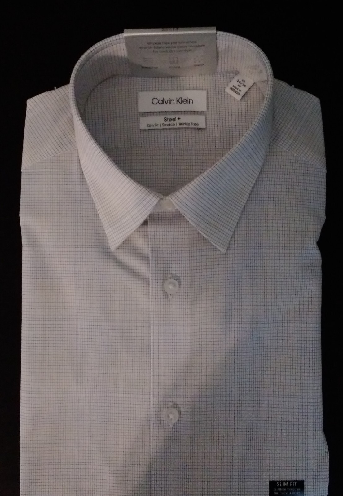 Calvin Klein Men’s Dress Shirt Non Iron Stretch-Medium 15″Neck 34-35″Sleeve(s)