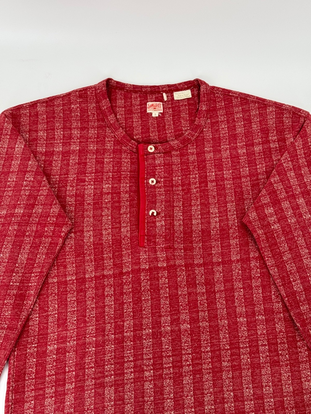 LVC Levi’s Vintage Clothing 1920s Sunset Henley Red Umber Stripe Size Small 20s