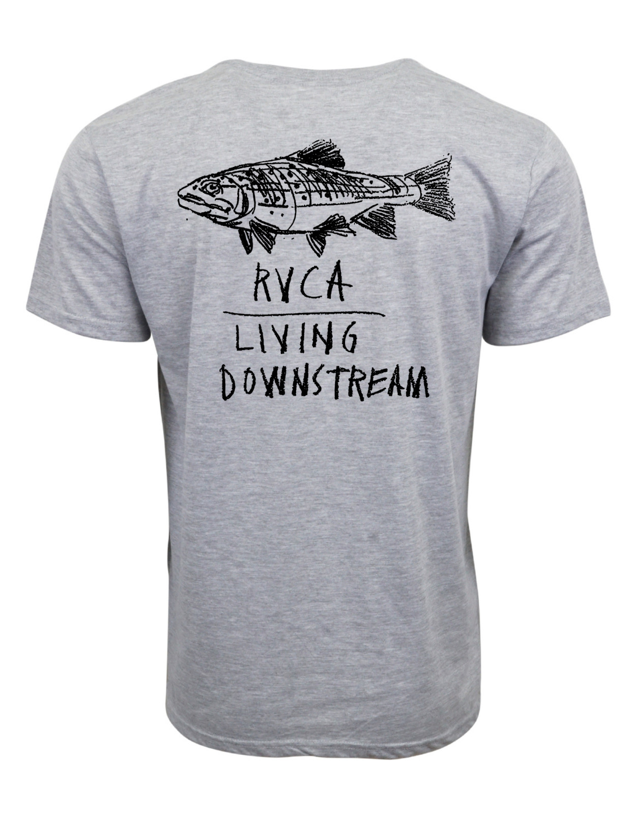 RVCA LIVING DOWNSTREAM FISHING T SHIRT GRAY