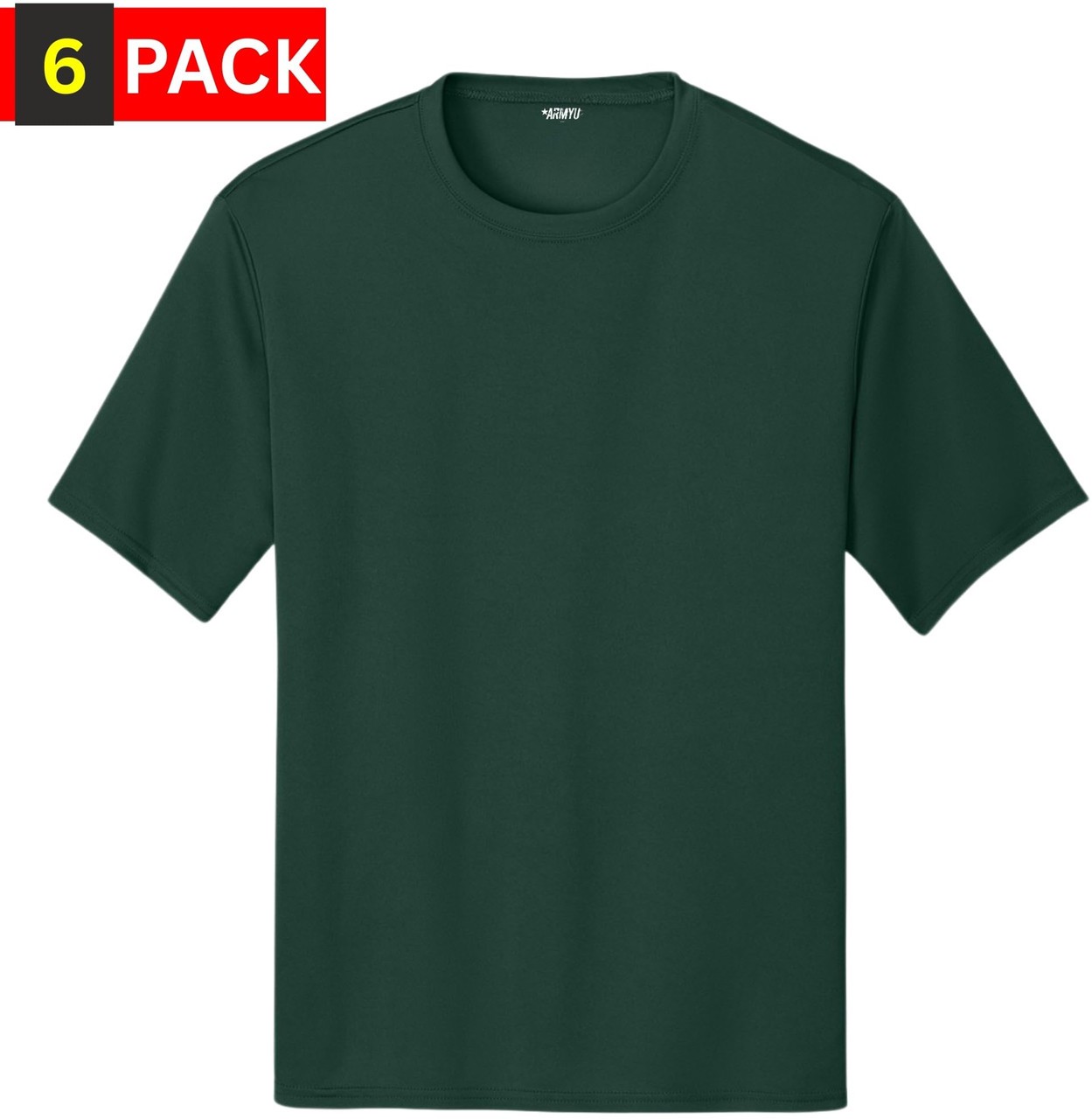 Solid Performance Military T-Shirts 100% Polyester Moisture Wicking Tee, 6-Pack
