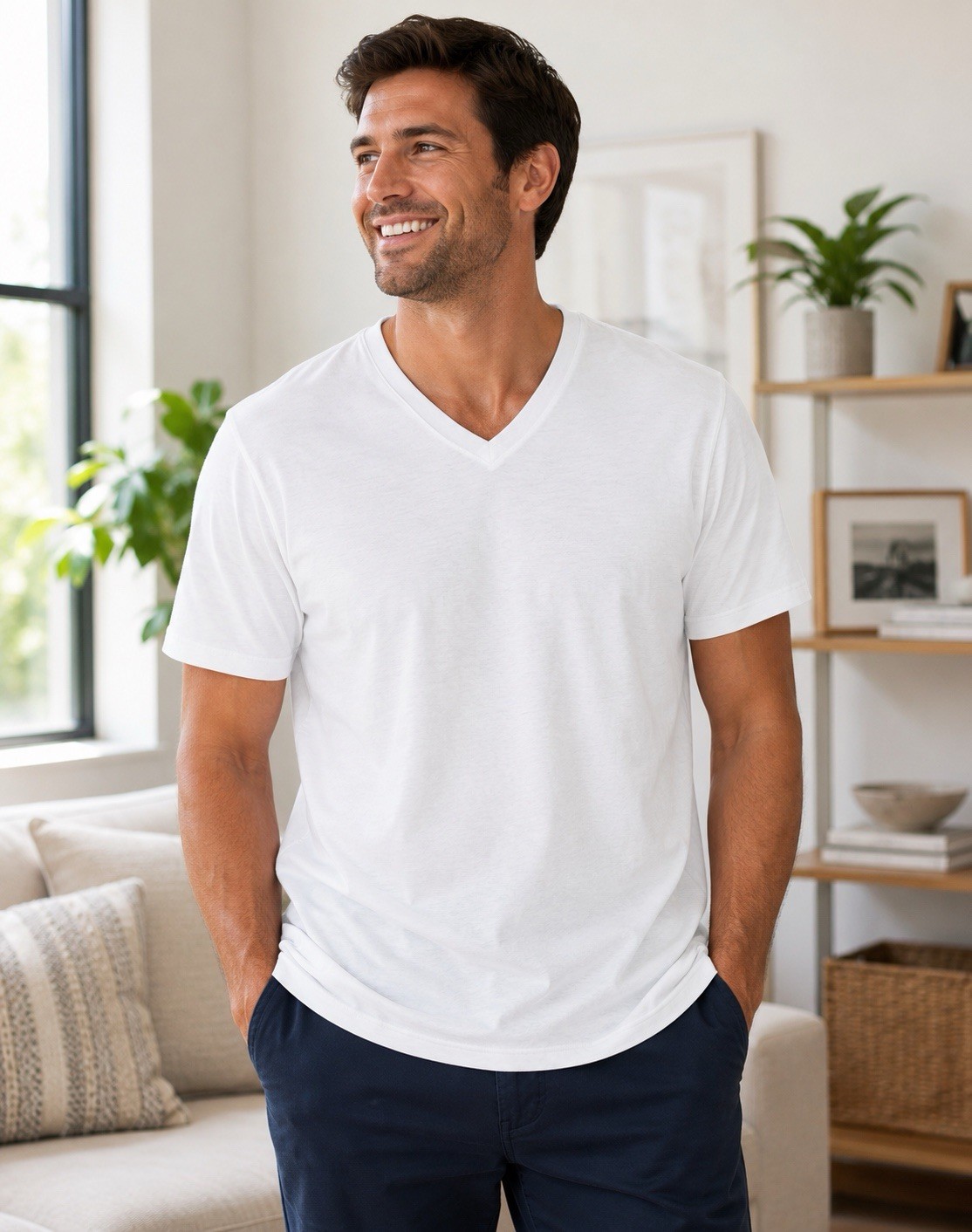 Goodfellow Every Wear V-Neck T-Shirt Men’s L White NWT Cotton Blend Tee