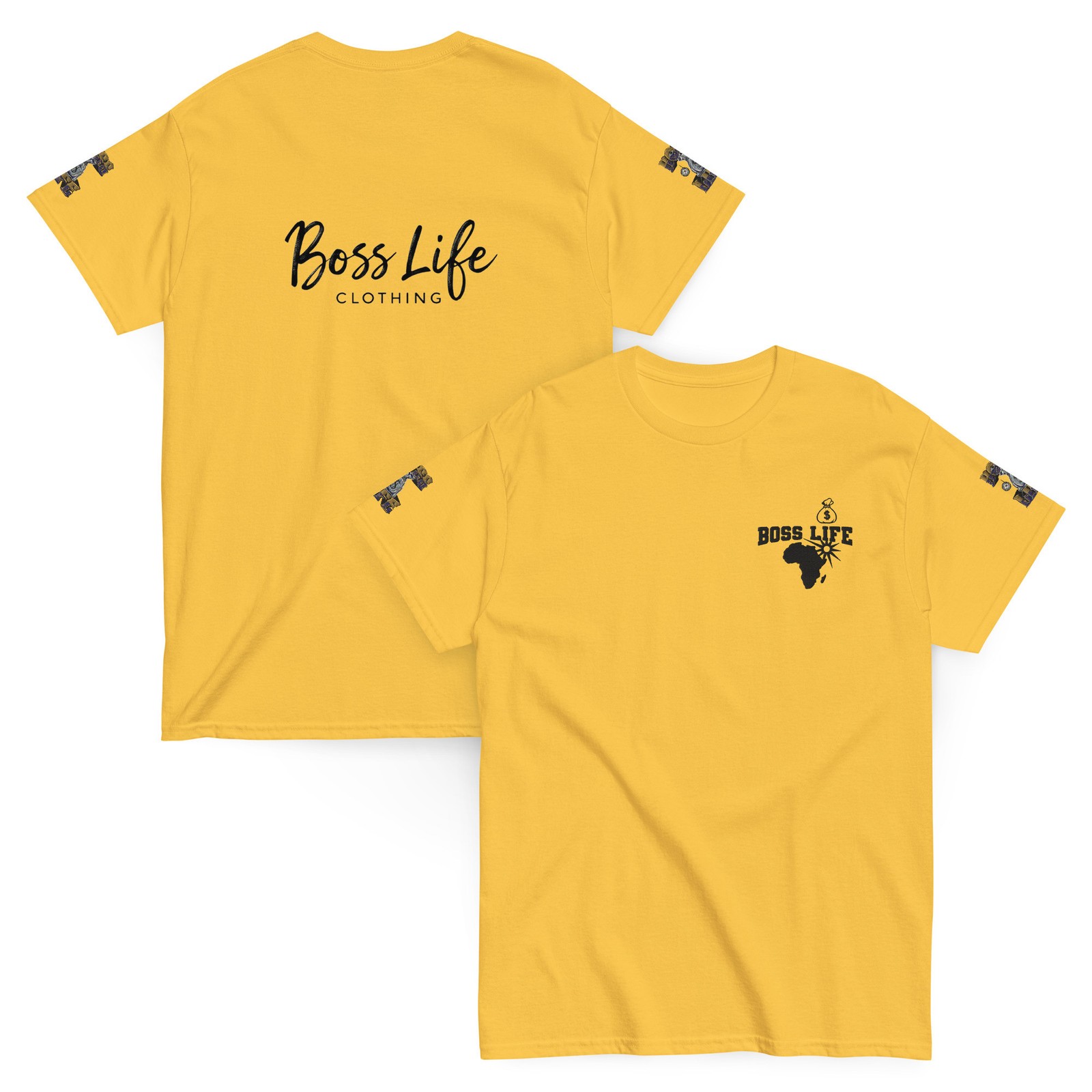 Boss Life african money back signature embroisery sleeve Unisex classic tee