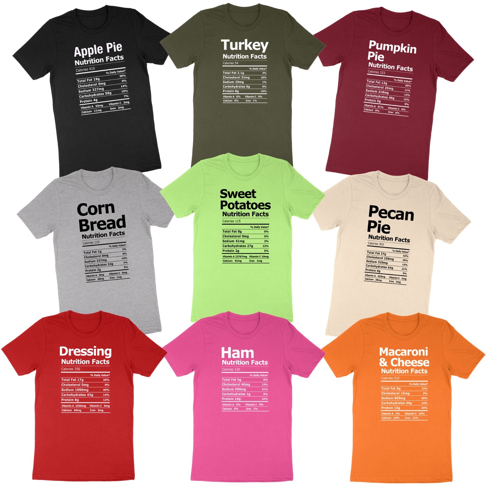 Personalized Thanksgiving Family Nutrition Food Shirts Funny Holiday Christmas