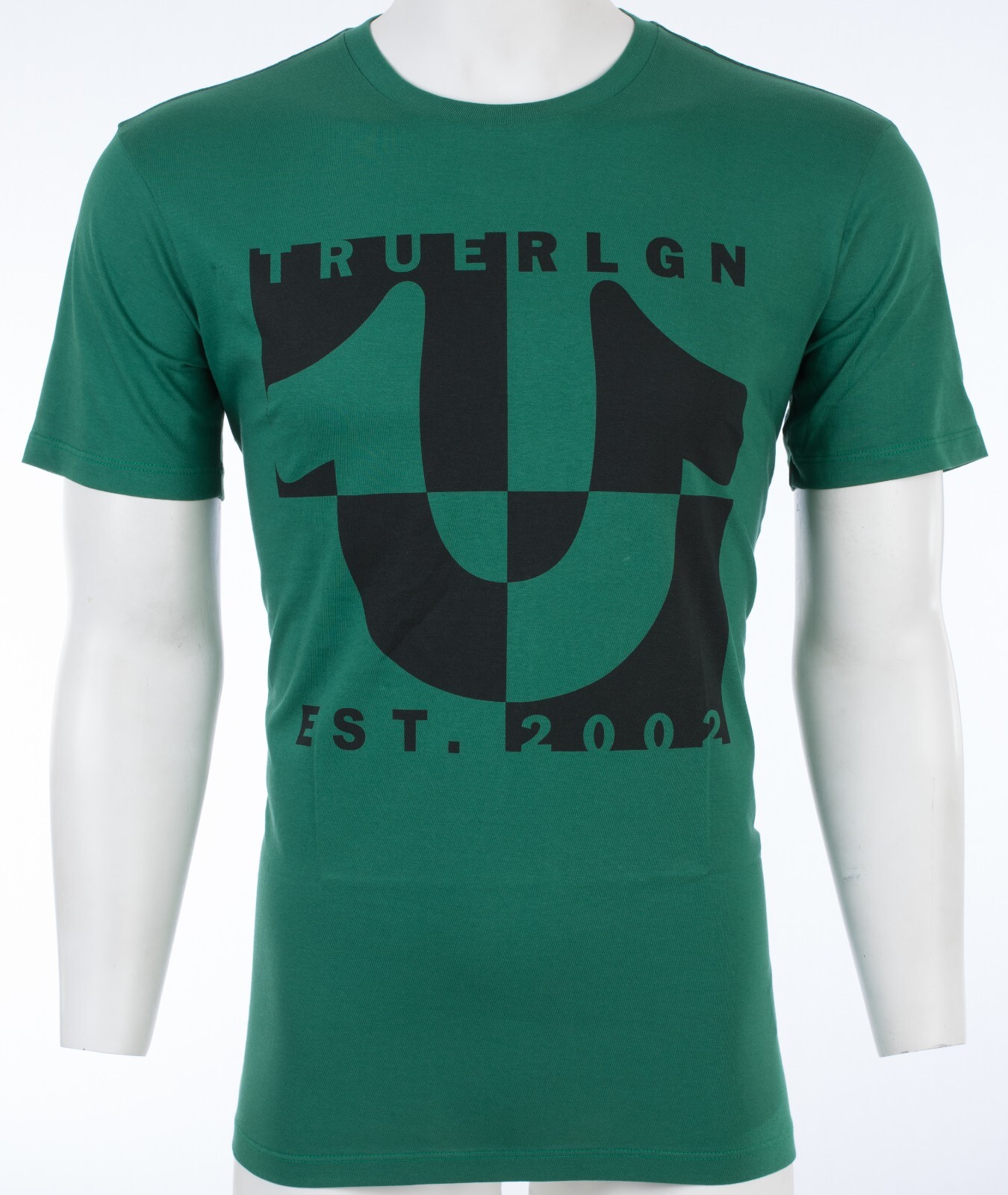 $69 TRUE RELIGION Green HORSESHOE SPLIT Short Sleeve Designer Graphic T-shirt