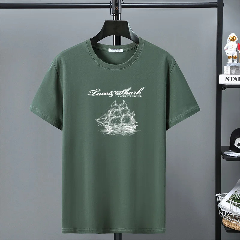 Men Sporty Big And Tall Lace and Shark Cotton T-Shirt M-12XL