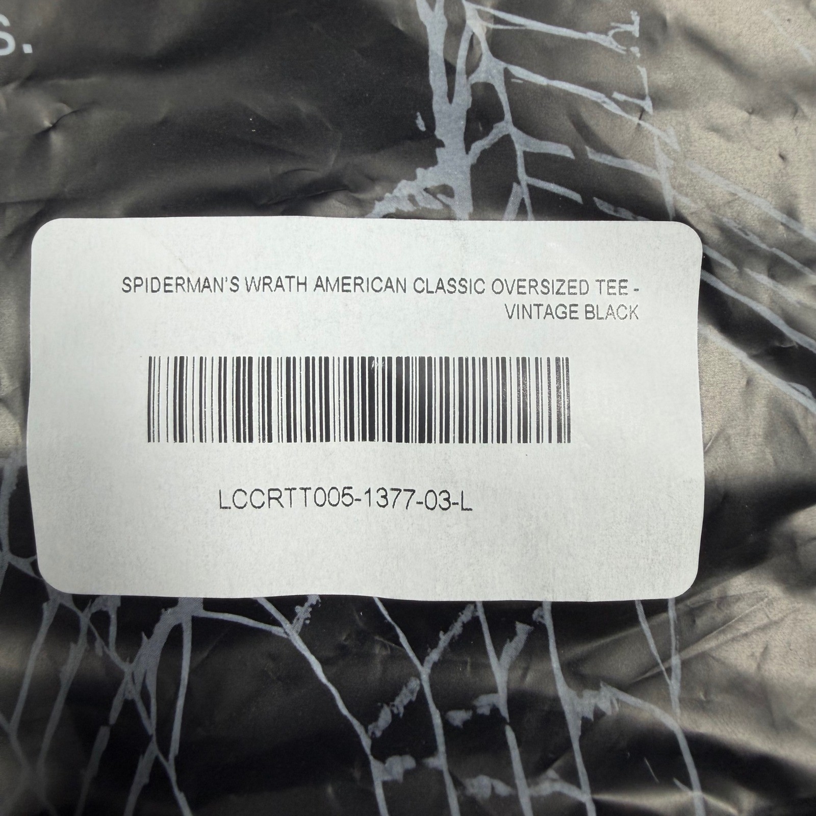 Civil Regime x Marvel Spiderman’s Wrath Oversized Tee Vintage Black Large L New