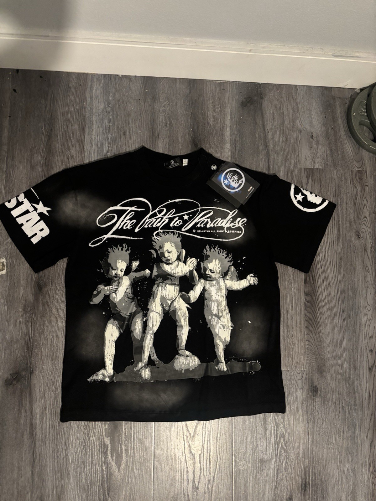 HELL STAR Men’s S Black Graphic Print Logo Crew Neck Short Sleeve T-Shirt 810#