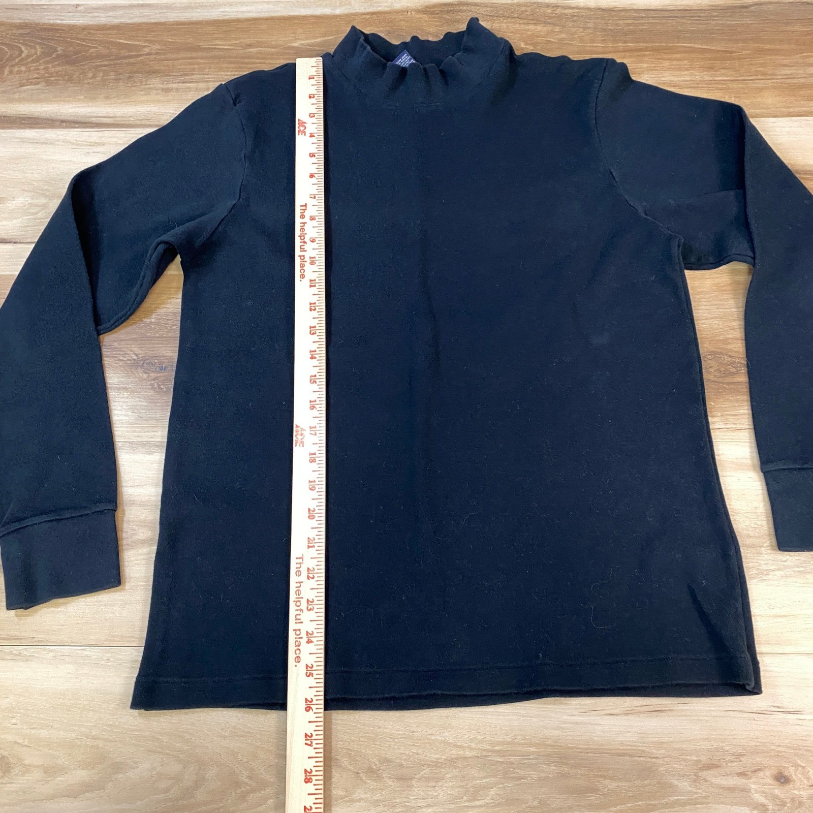 Lands End Mock Neck Mens M Black Cotton Regular Fit Heritage Vintage USA Made