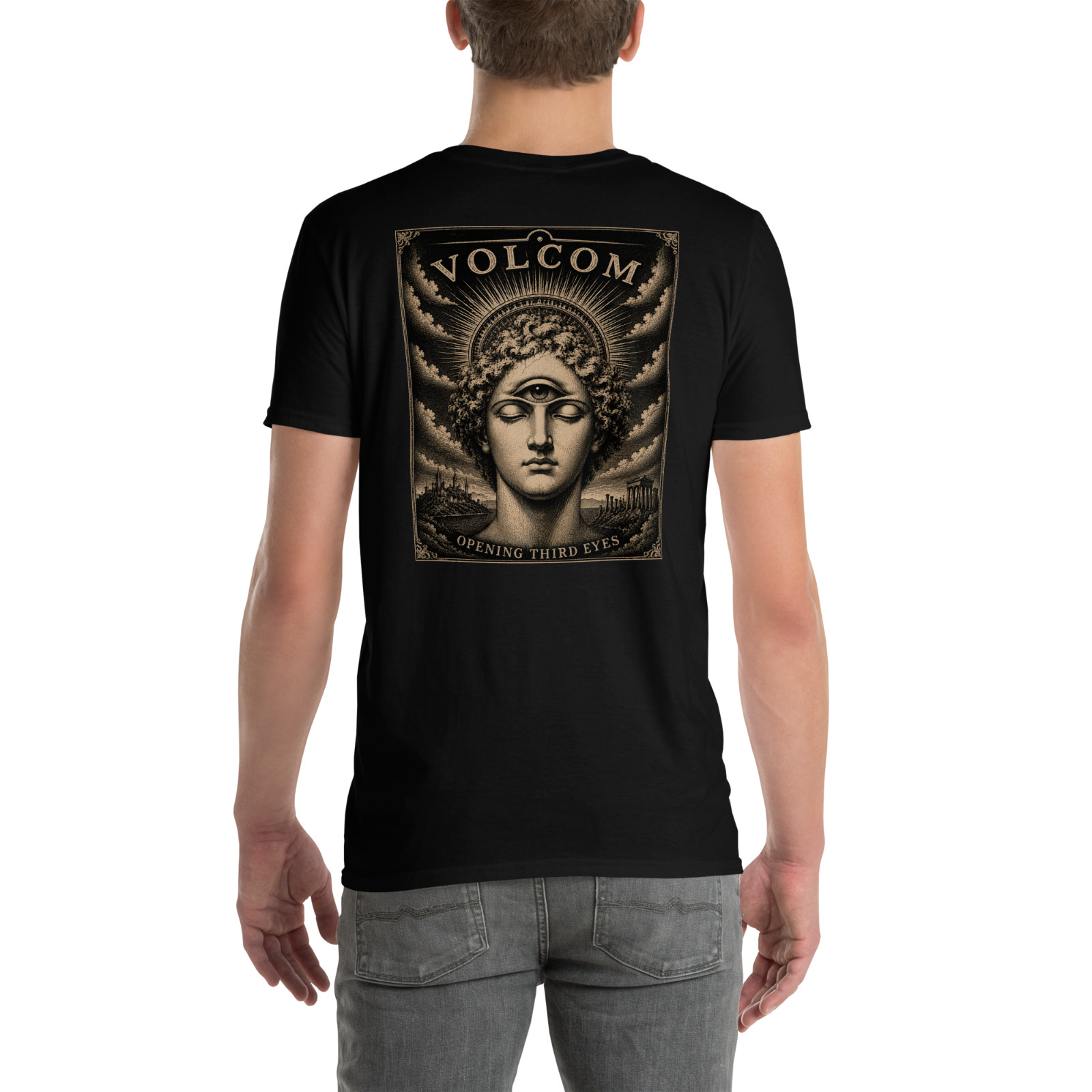 Volcom Opening Third Eyes T Shirt Gothic Vintage Eye Graphic Black Tee