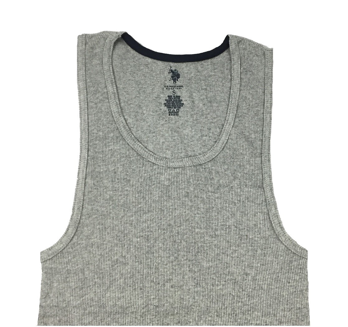 U.S. Polo Assn Men’s Cotton Ribbed Tank A Shirt Undershirt,Gray, Size S, M, L,XL