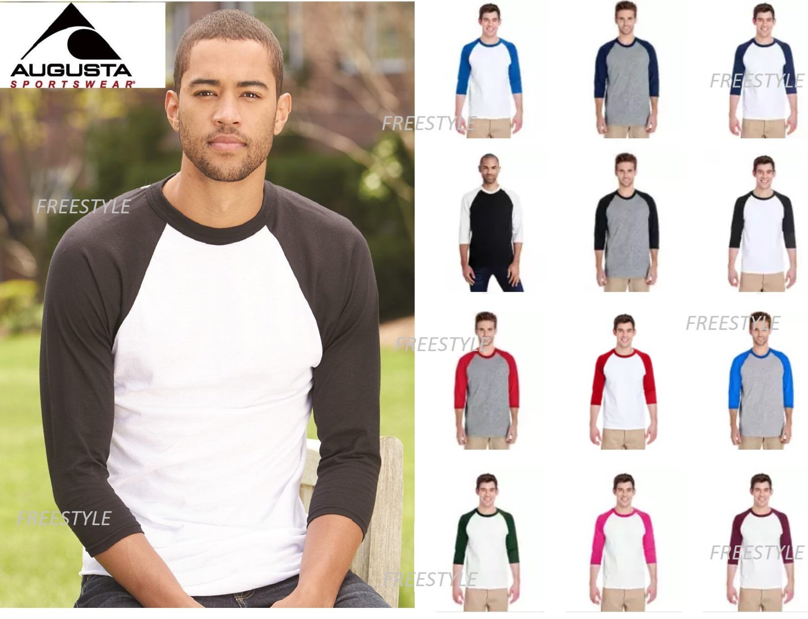 Augusta Sportswear Three-Quarter Sleeve Mens Baseball Jersey Raglan T-shirt 4420