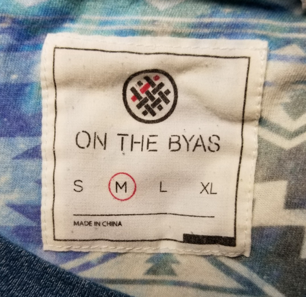 On The Byas Mens Sz M Teal Gray Southwest Graphic Knit Crew Neck Pocket T-Shirt