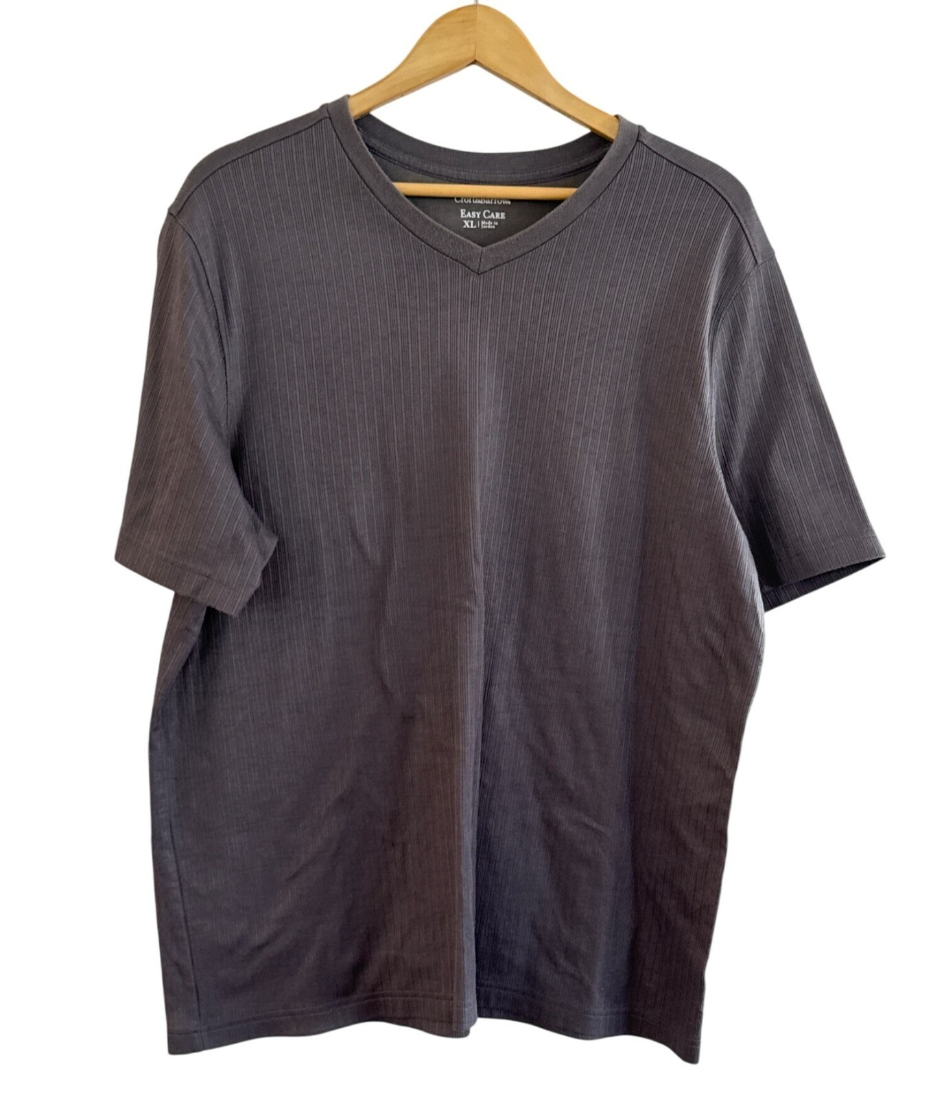 Croft & Barrow Mens Easy Care XL Gray Pinstripe Short Sleeve T-Shirt