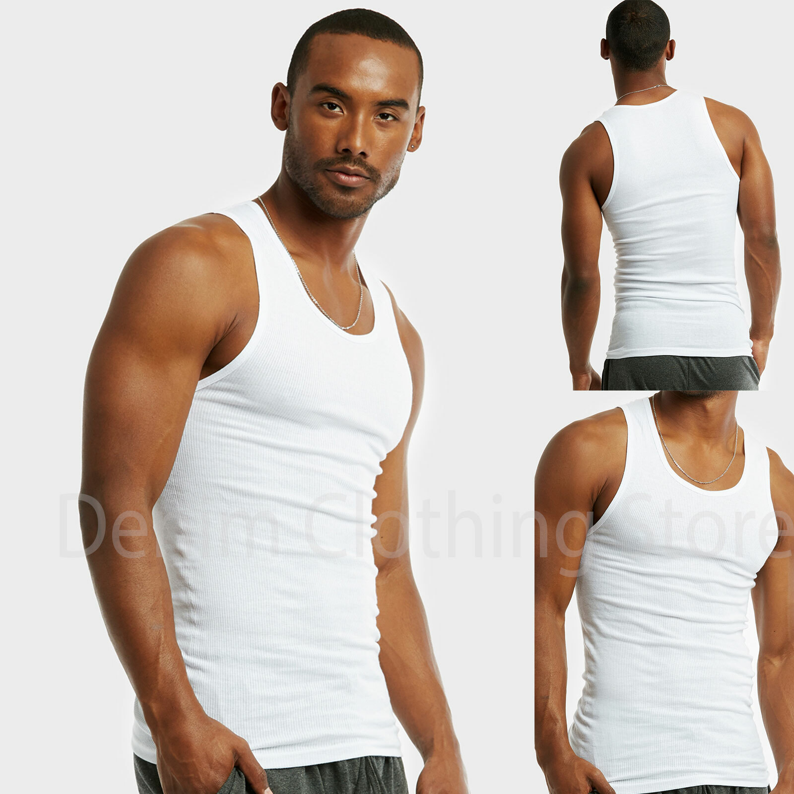 4XL-5XL Men’s A-Shirt 6 Pack Lot Tank Top Cotton Wife Beater Ribbed Undershirt