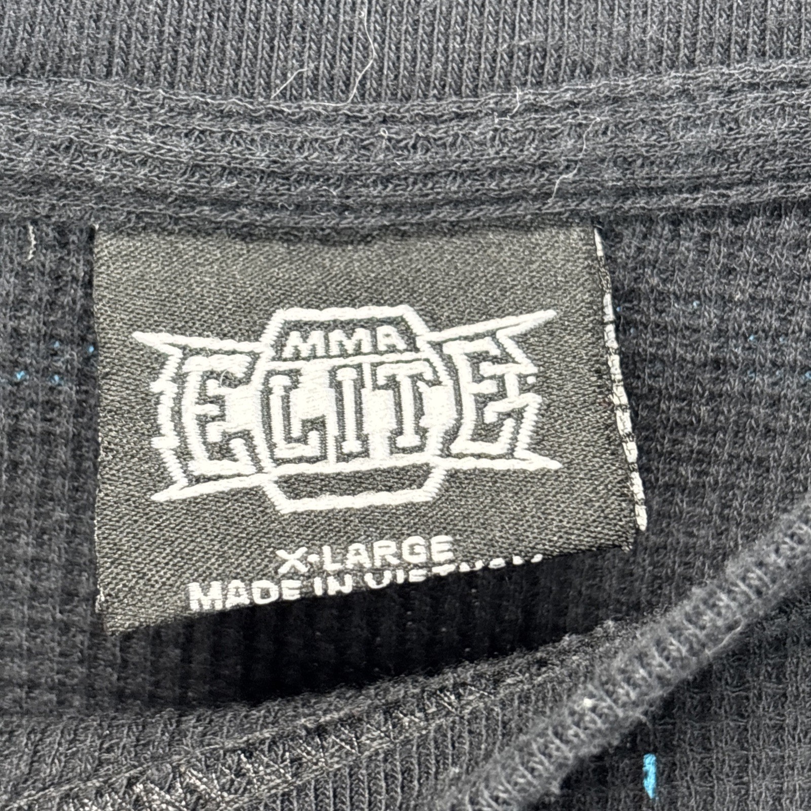 Vintage MMA Elite Black Thermal Shirt Mens XL Long Sleeve Cross Rose Chain Y2K