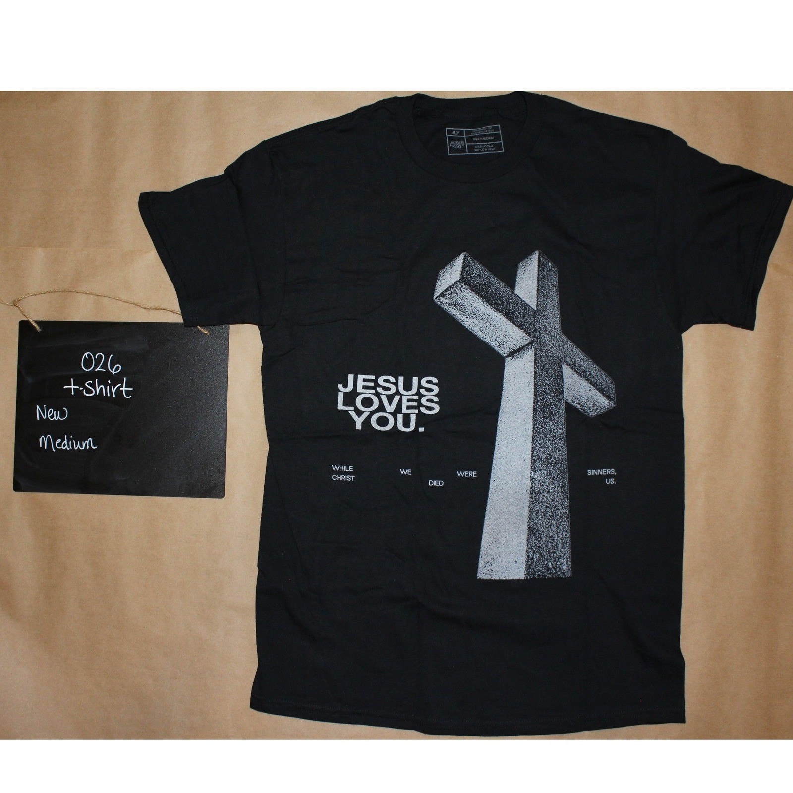 Jesus Loves You Cross Graphic T-Shirt Mens Medium Black Christian Streetwear