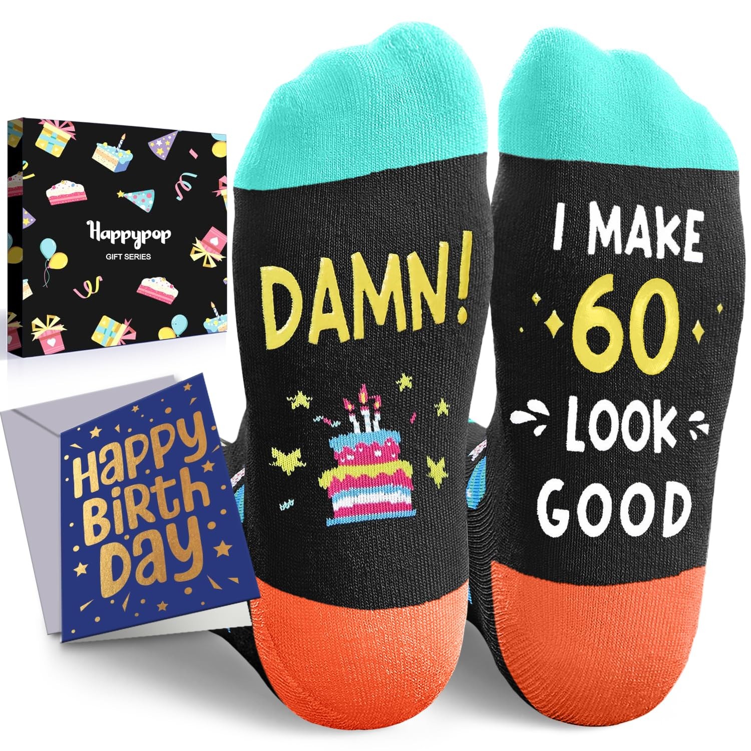 60th Years Old Birthday Gifts – 60th Birthday Socks with Greeting Card for Me…