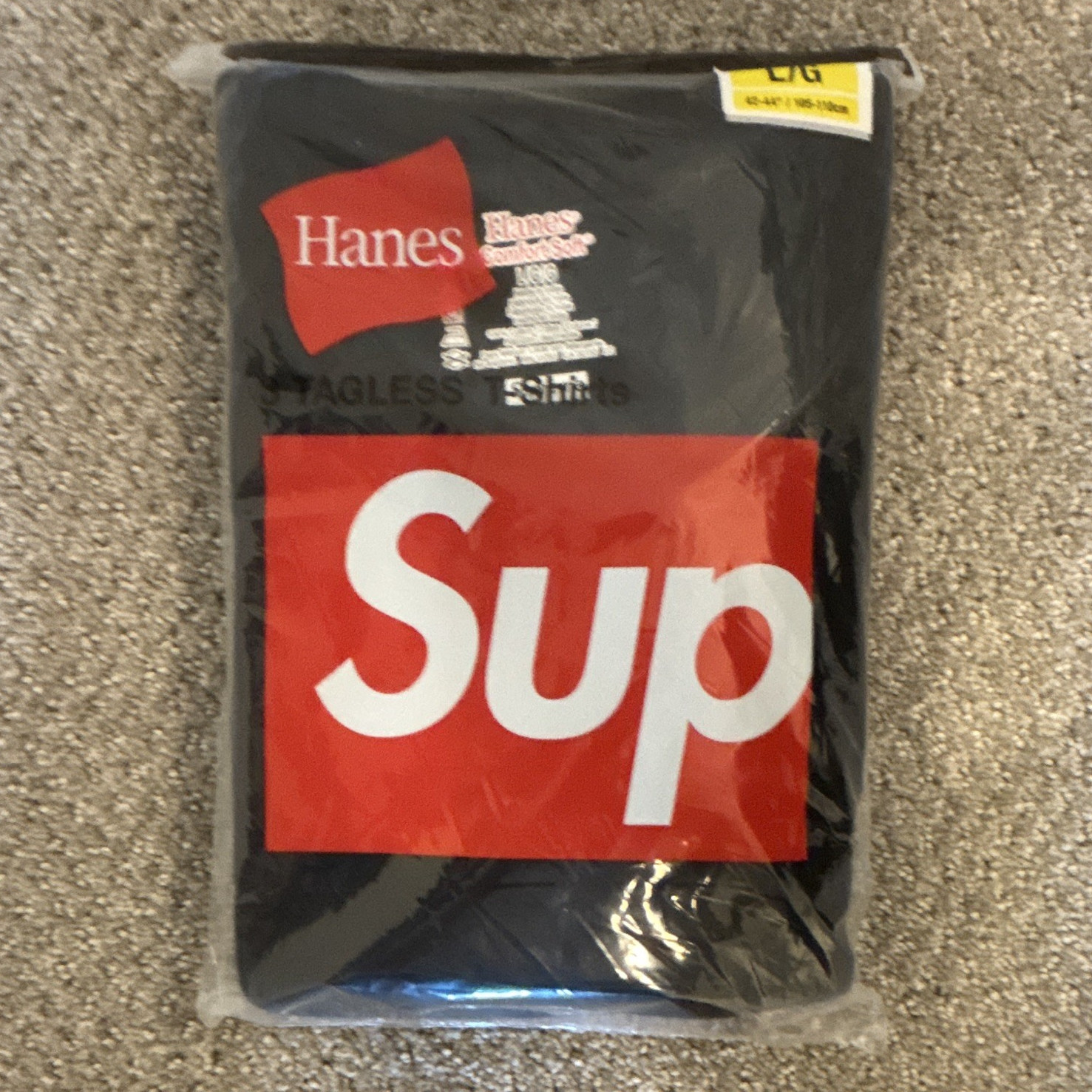 Hanes Supreme x Hanes Tagless Logo Cotton Knit T-Shirt 3-Pack Black L/G