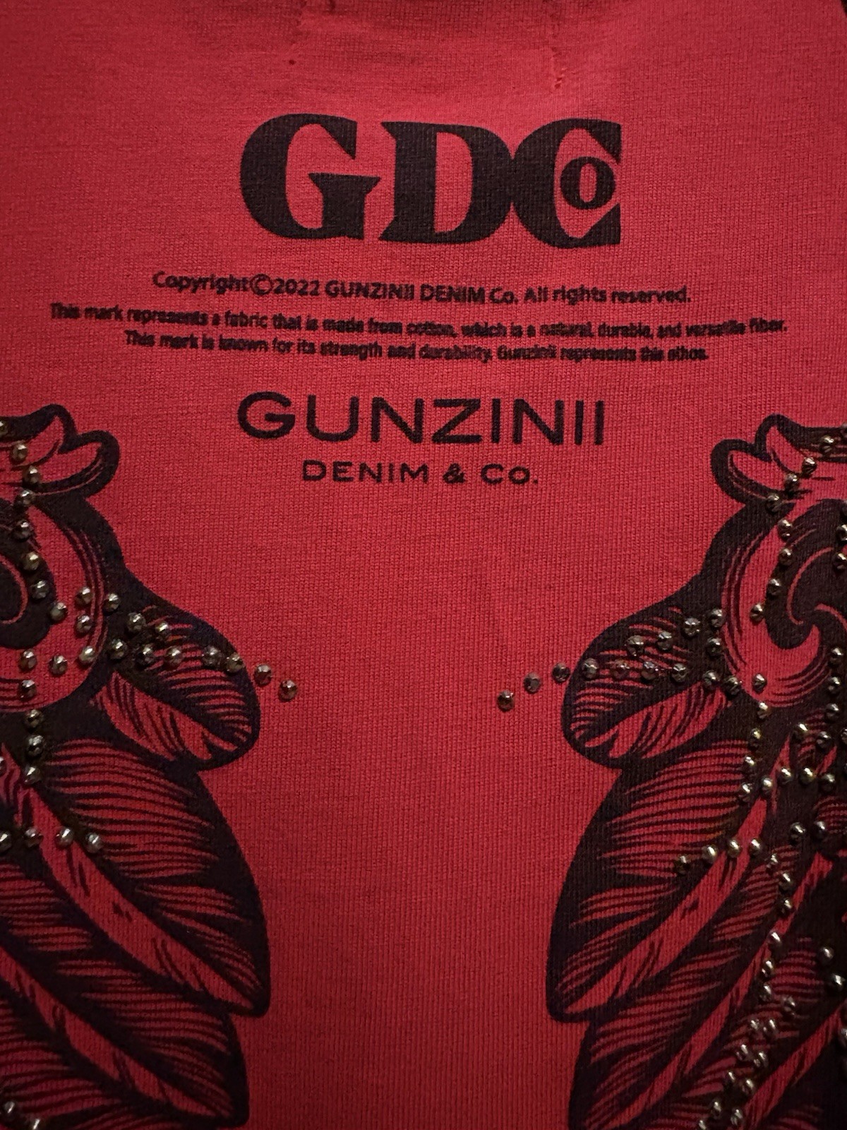 GUNZINII Denim Co. T-shirt Red T Shirt With Wing Design