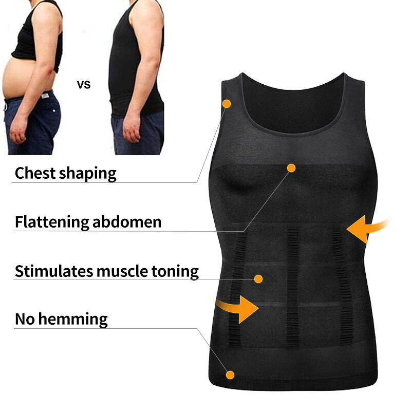 Men Muscle Abs Compression Vest Sweat Body Shaper Tank Top Slimming T-Shirt US