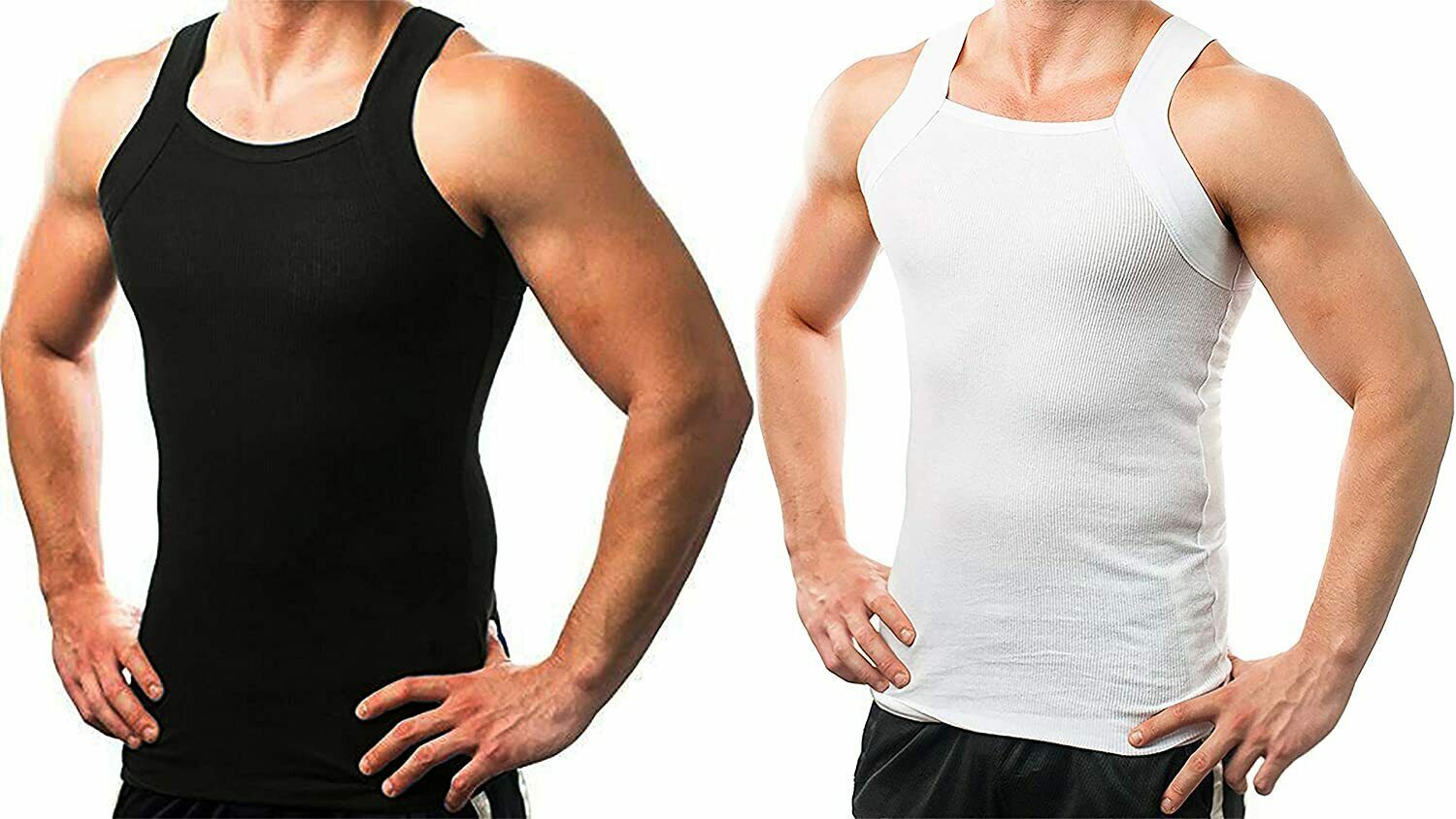 2-4 Packs Men’s G-unit Style Cotton Tank Tops Square Cut Muscle Rib A-Shirts