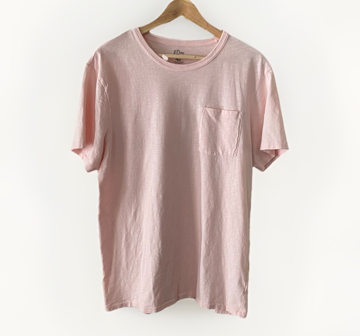 J. CREW L Garment Dyed Slub Cotton PINK mens Pocket T-SHIRT LARGE J1785 Preppy