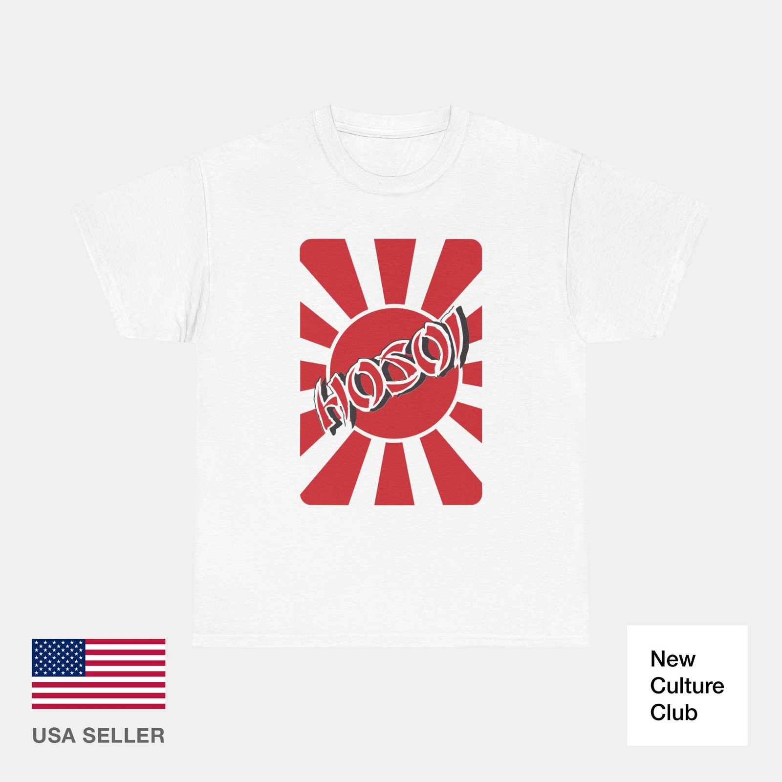 Hosoi Rising Sun 80s Emblem Skateboards Red Classic T-Shirt Print
