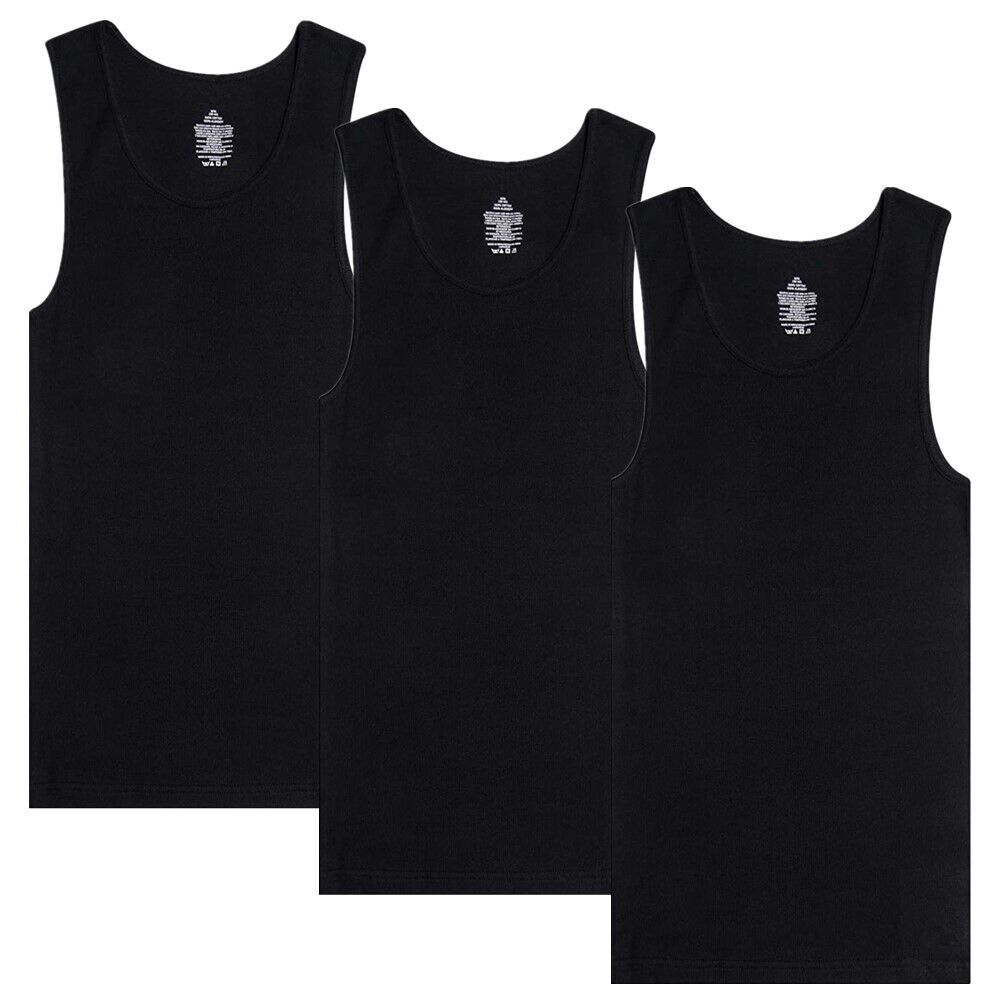 6-12 Packs Men 100% Cotton Ribbed Tank Top A-Shirt Wife Beater Undershirts Lot