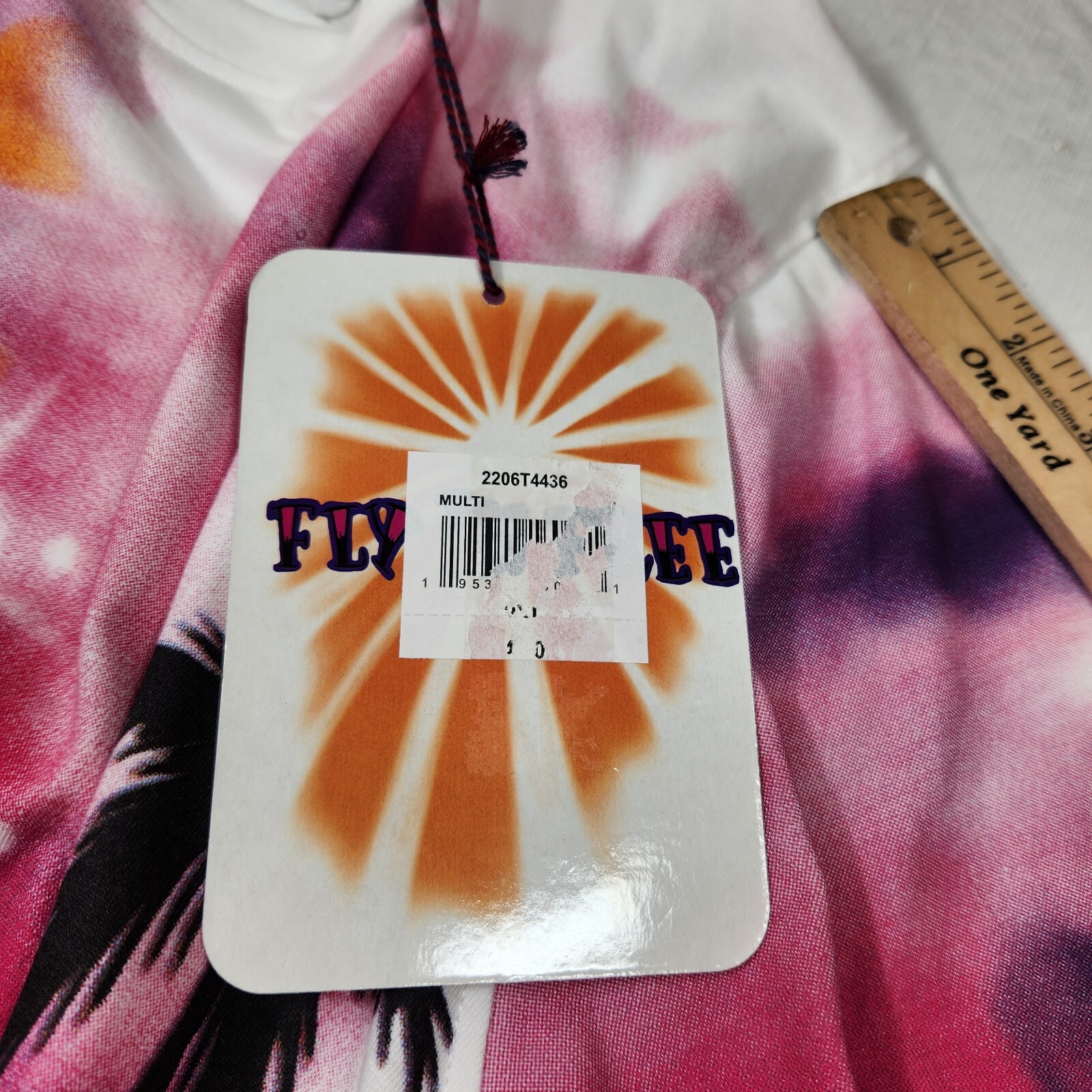 Born Fly Graphic T-Shirt Mens 2XL Pink Yellow Airbrush Beach Sunset Cotton NWT