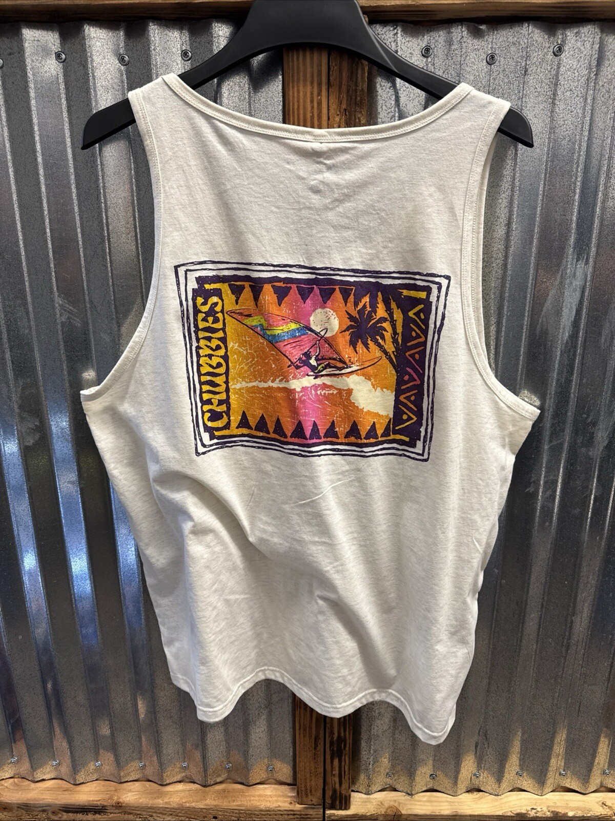 Chubbies Men’s The Wind Slammer Tank Top Graphic Sunset Waves Size XXL NWT