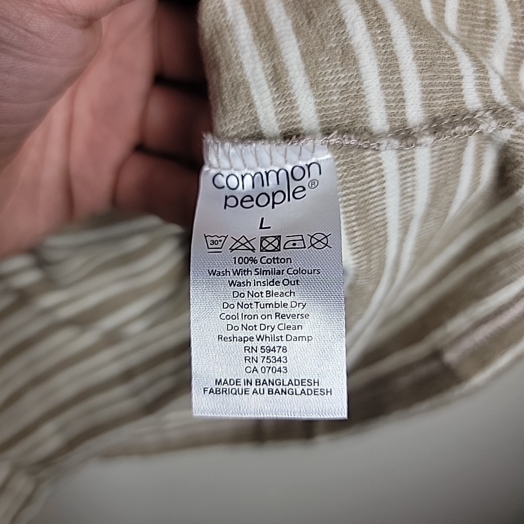 Common People Men’s Linear Shirt Relaxed Fit Soft Cotton Taupe Size L NEW