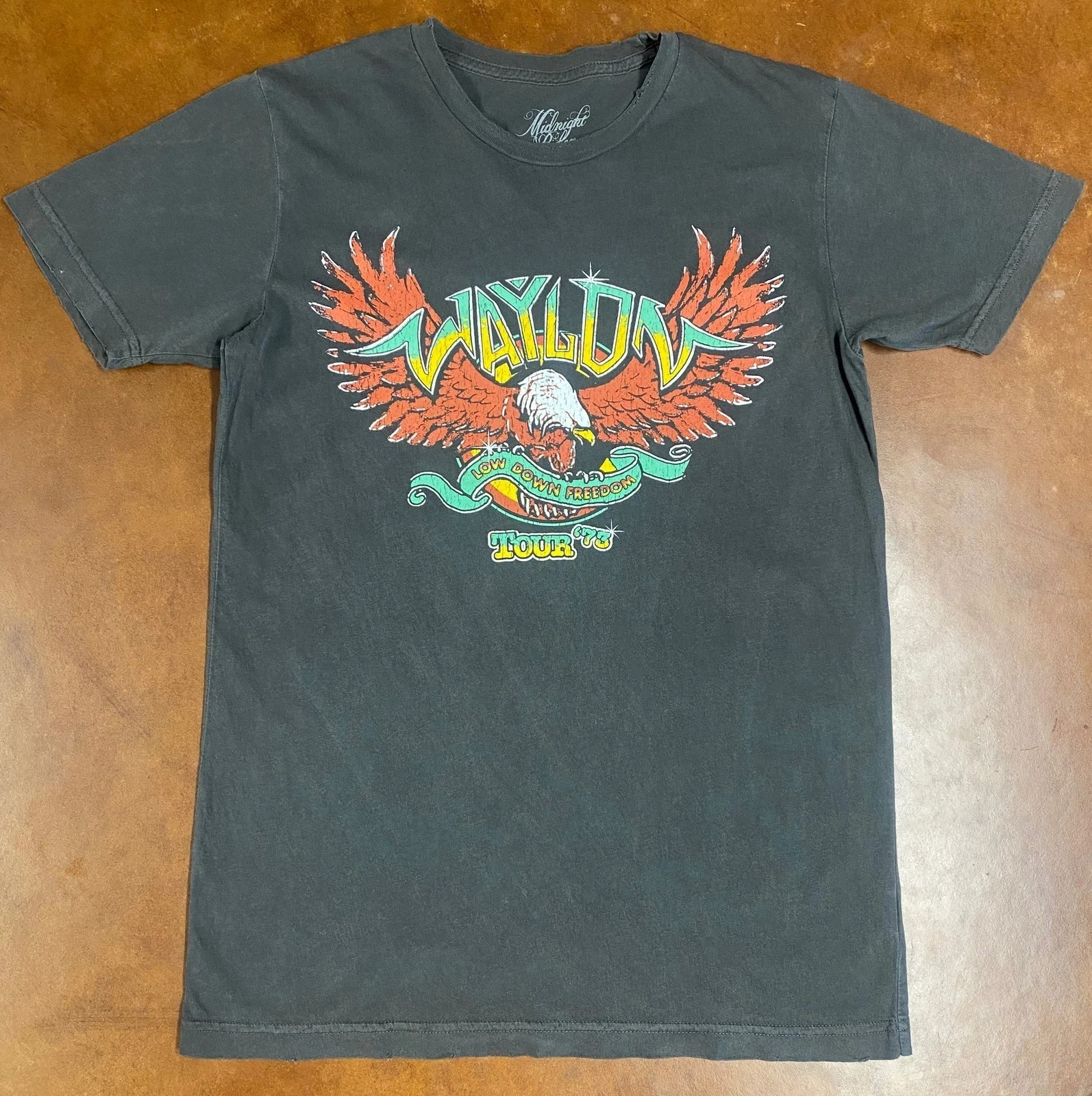Waylon Jennings Tour 73 Unisex Black T shirt Heavy cotton reprint S-5XL