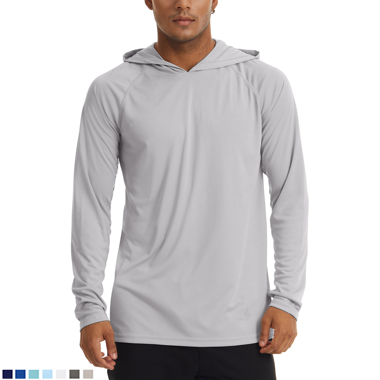 Mens UPF 50+ Hoodie Long Sleeve Outdoor Sun Shirts Hiking Fishing Team Work Tops