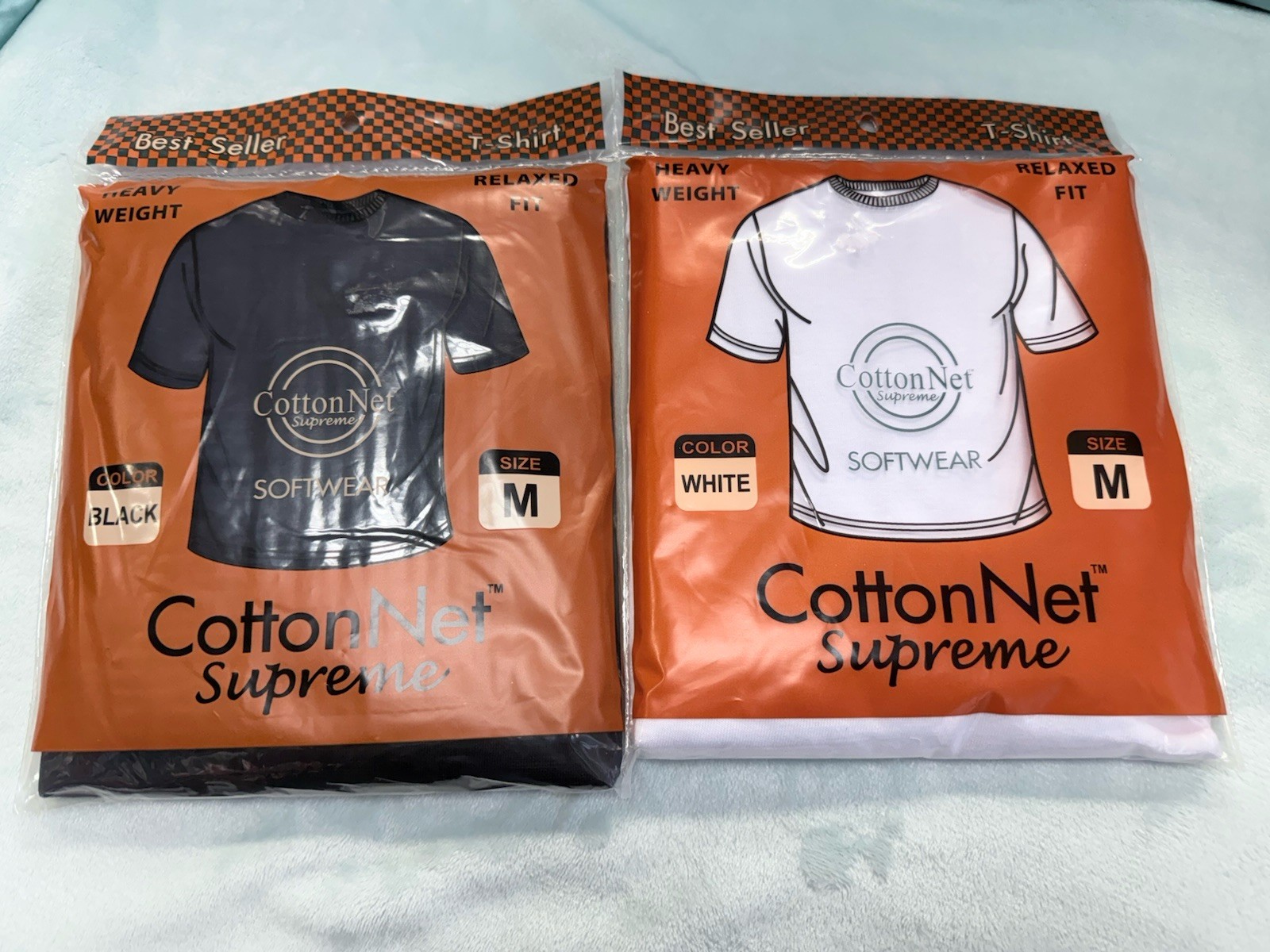 2 Pc Medium CottonNet Supreme TShirt Round Neck Short Sleeve Shirt White & Black