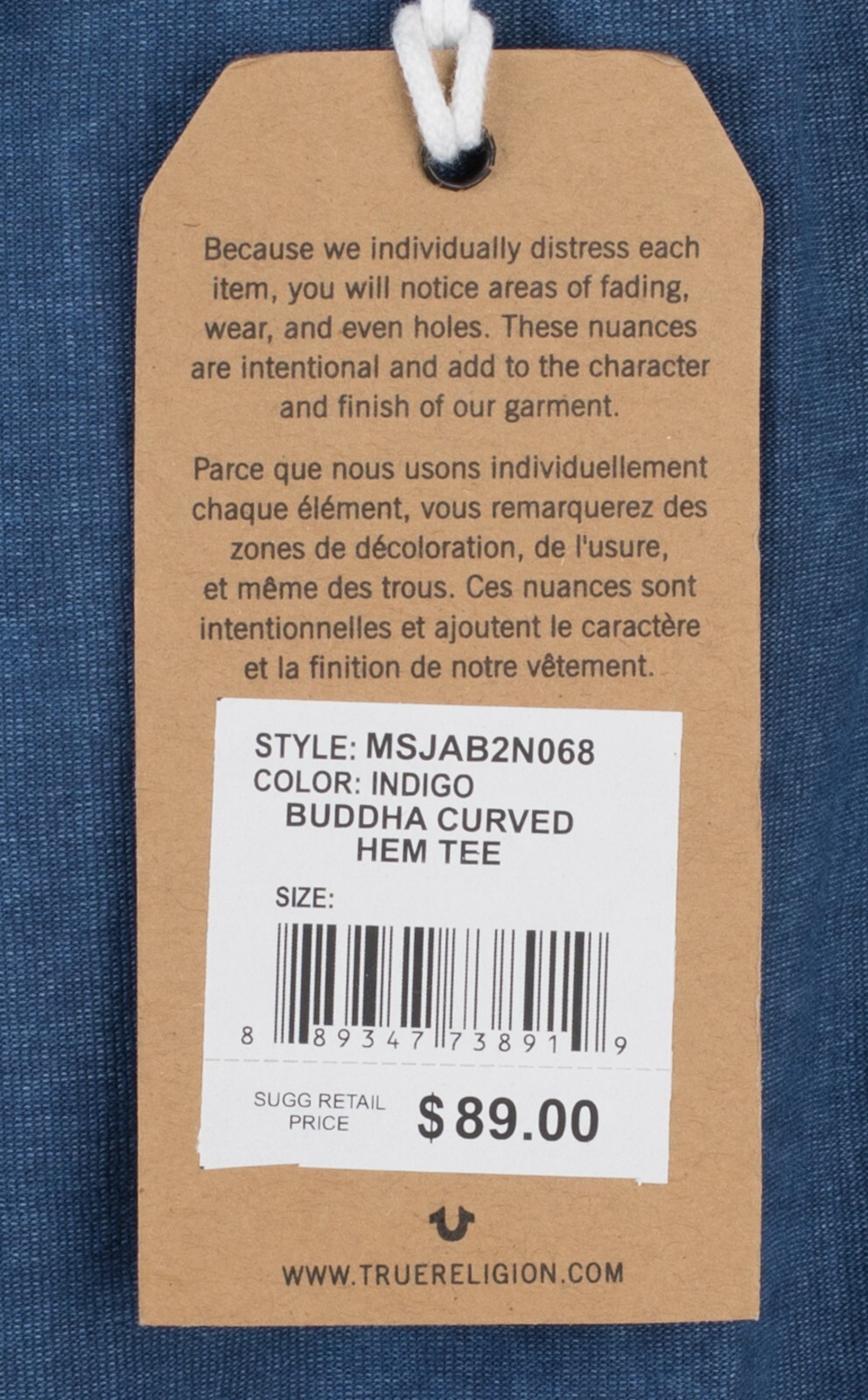 $89 TRUE RELIGION Indigo BUDDHA FACE Hawaiian Floral Graphic T-shirt NWT