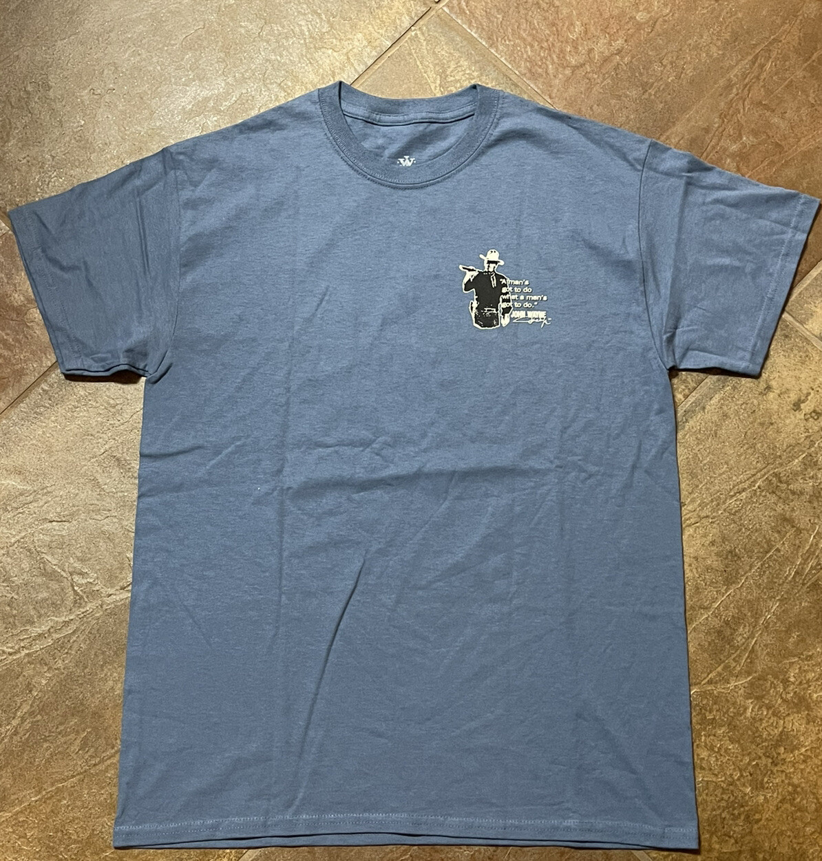 Men’s John Wayne Open Range Collection Short Sleeve T Shirt Blue Size Medium NWT