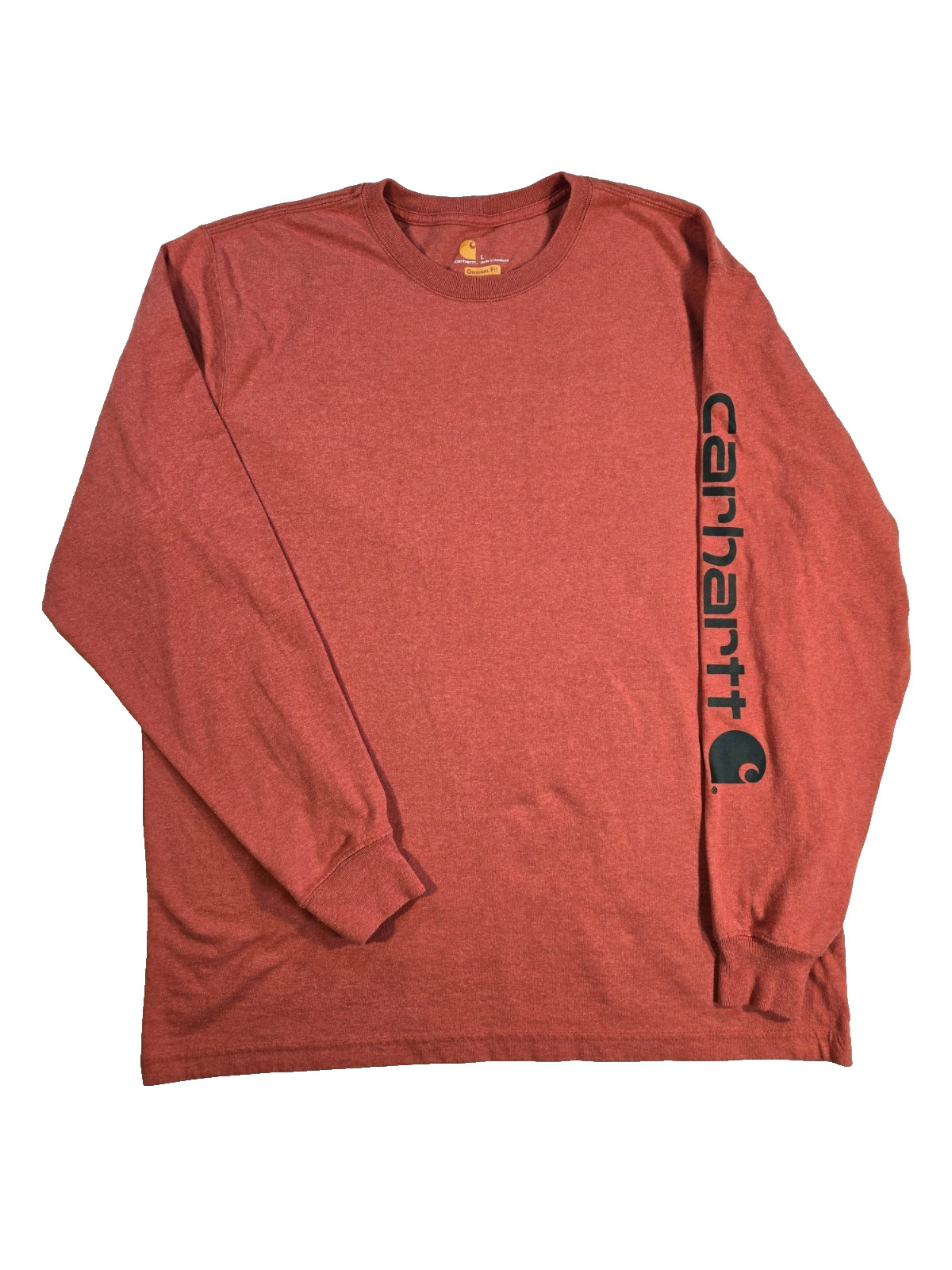 Mens Carhartt K231 Long Sleeve Logo T Shirt Red Heather Original Fit Large