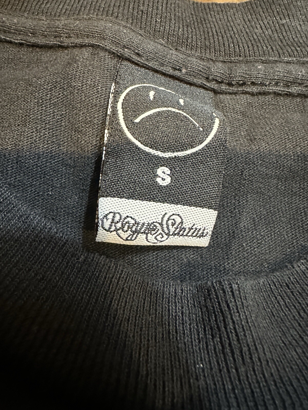Rogue Status Frown Double Sided Spell Out Back Unisex Black T Shirt Size Small